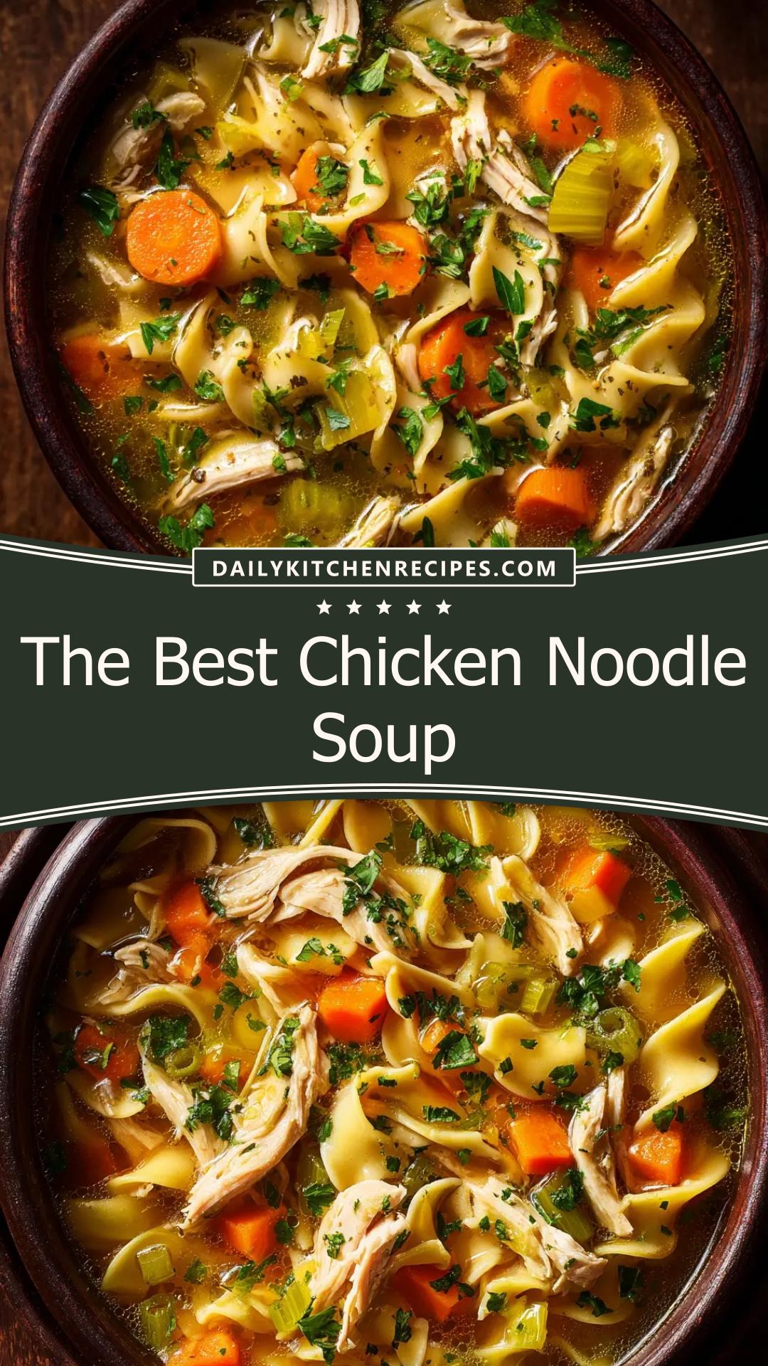 Homemade Chicken Noodle Soup with Bone-In Chicken and Egg Noodles — pin 1