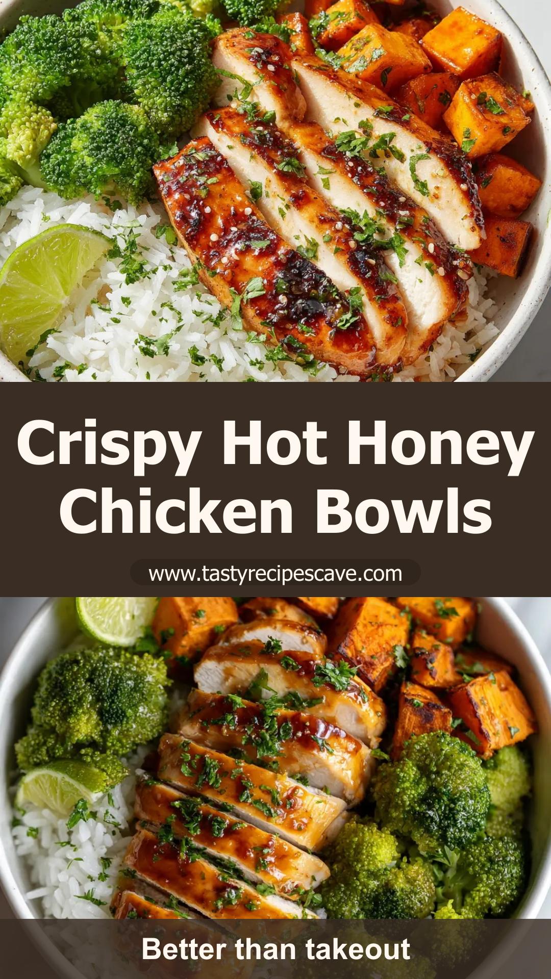 Hot Honey Chicken Bowls with Crispy Chicken and Broccoli — pin 1