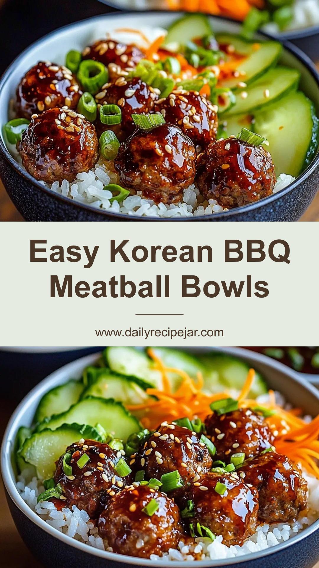 Korean BBQ Meatball Rice Bowls with Spicy-Sweet Glaze — pin 3