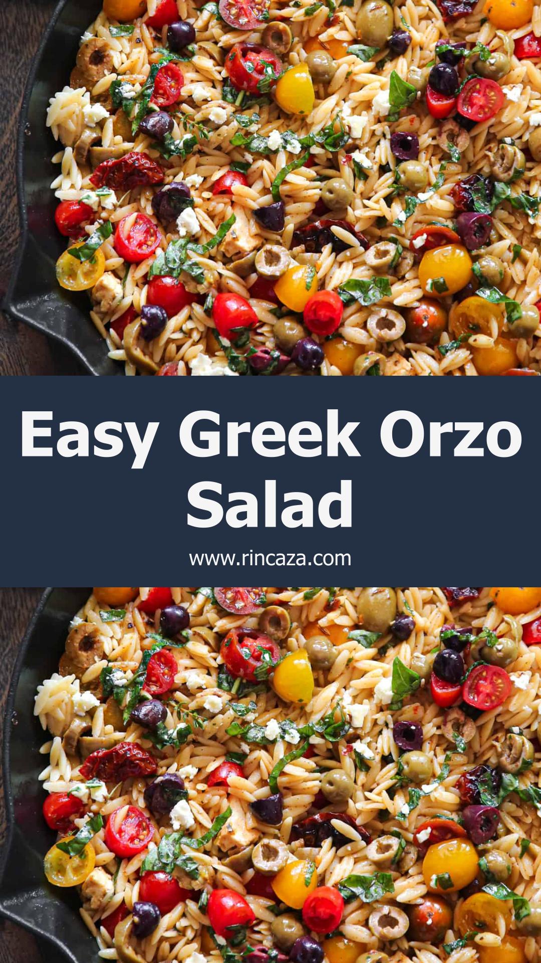 Greek Orzo with Tomatoes, Feta, Olives, and Fresh Basil — pin 1