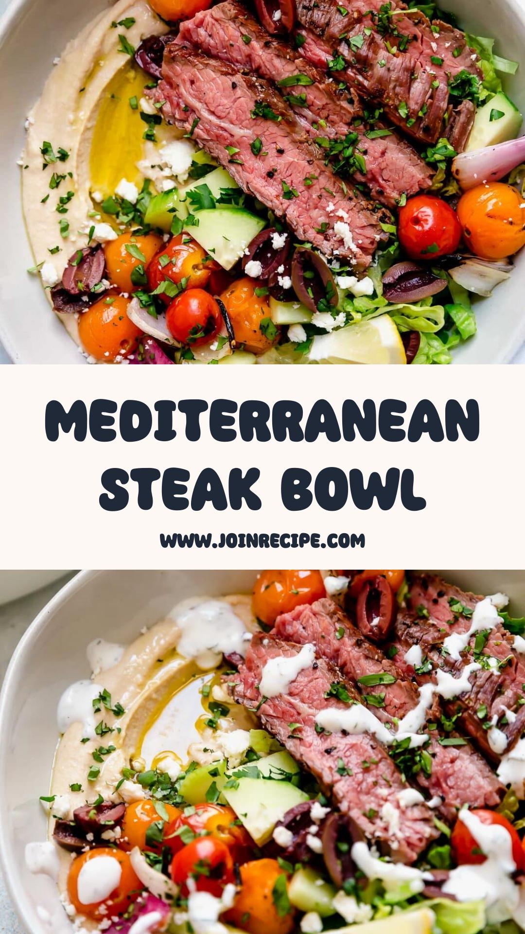 Mediterranean Steak Bowl with Herbed-Yogurt Dressing — pin 1