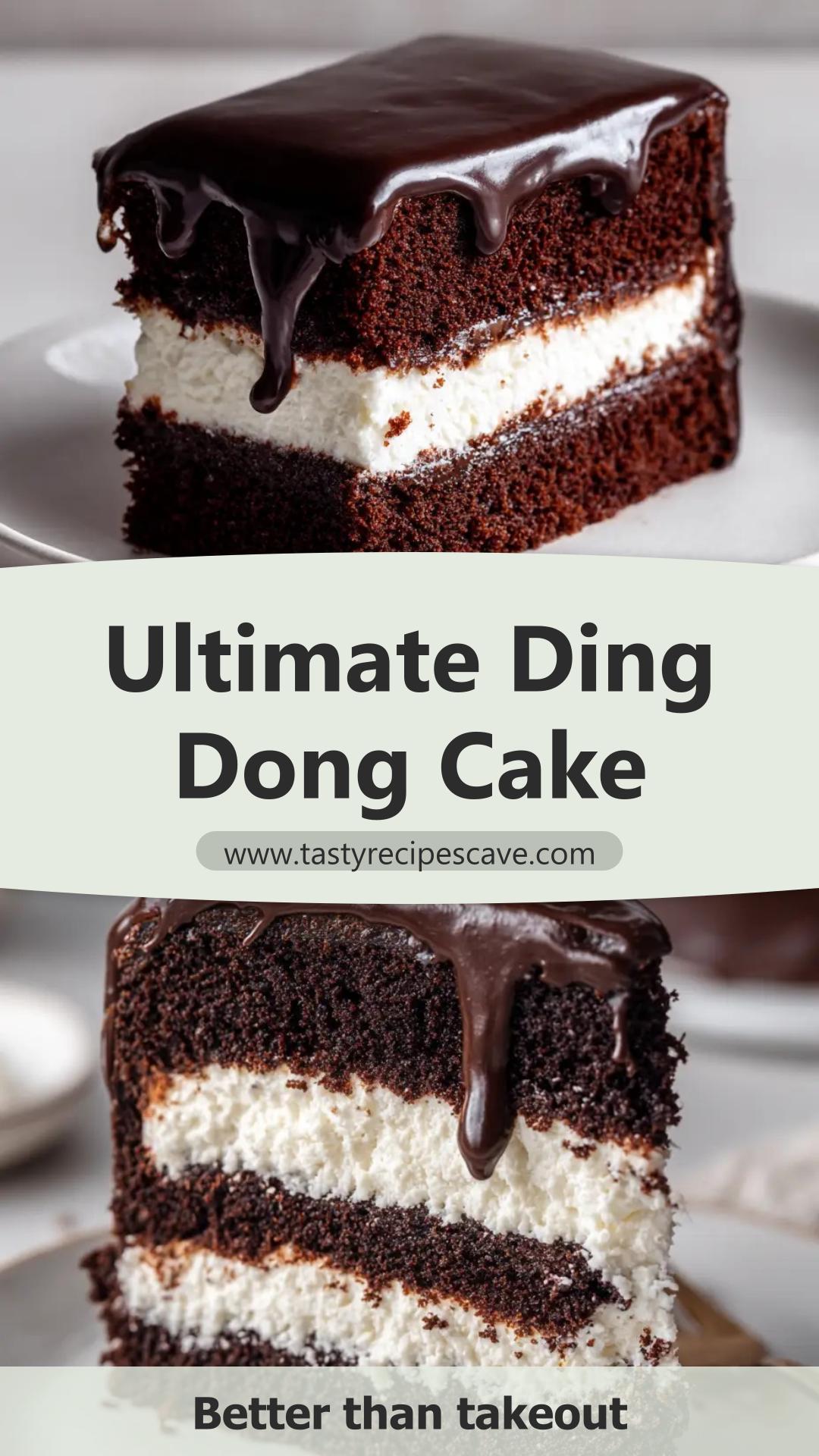 Ding Dong Cake with Marshmallow Filling and Dark Chocolate Ganache — pin 2