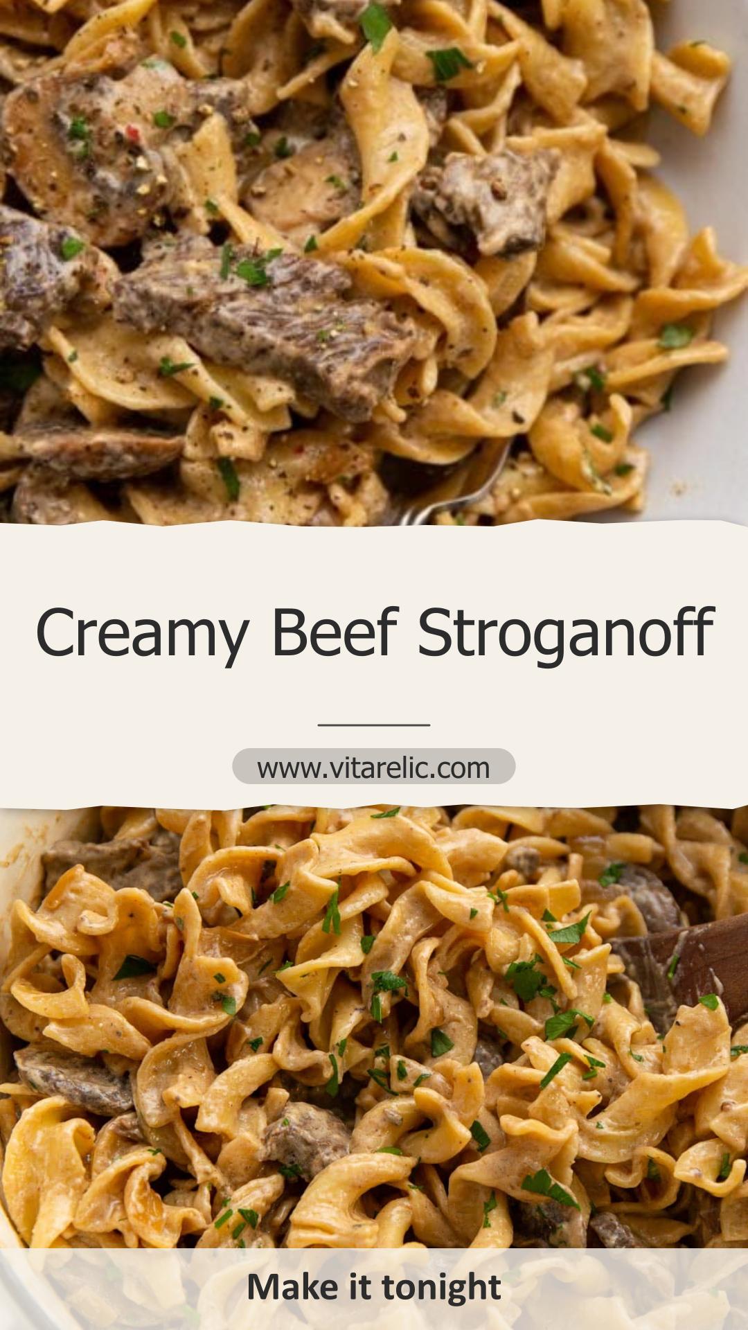 Beef Stroganoff with Dijon Cream Sauce and Mushrooms — pin 1