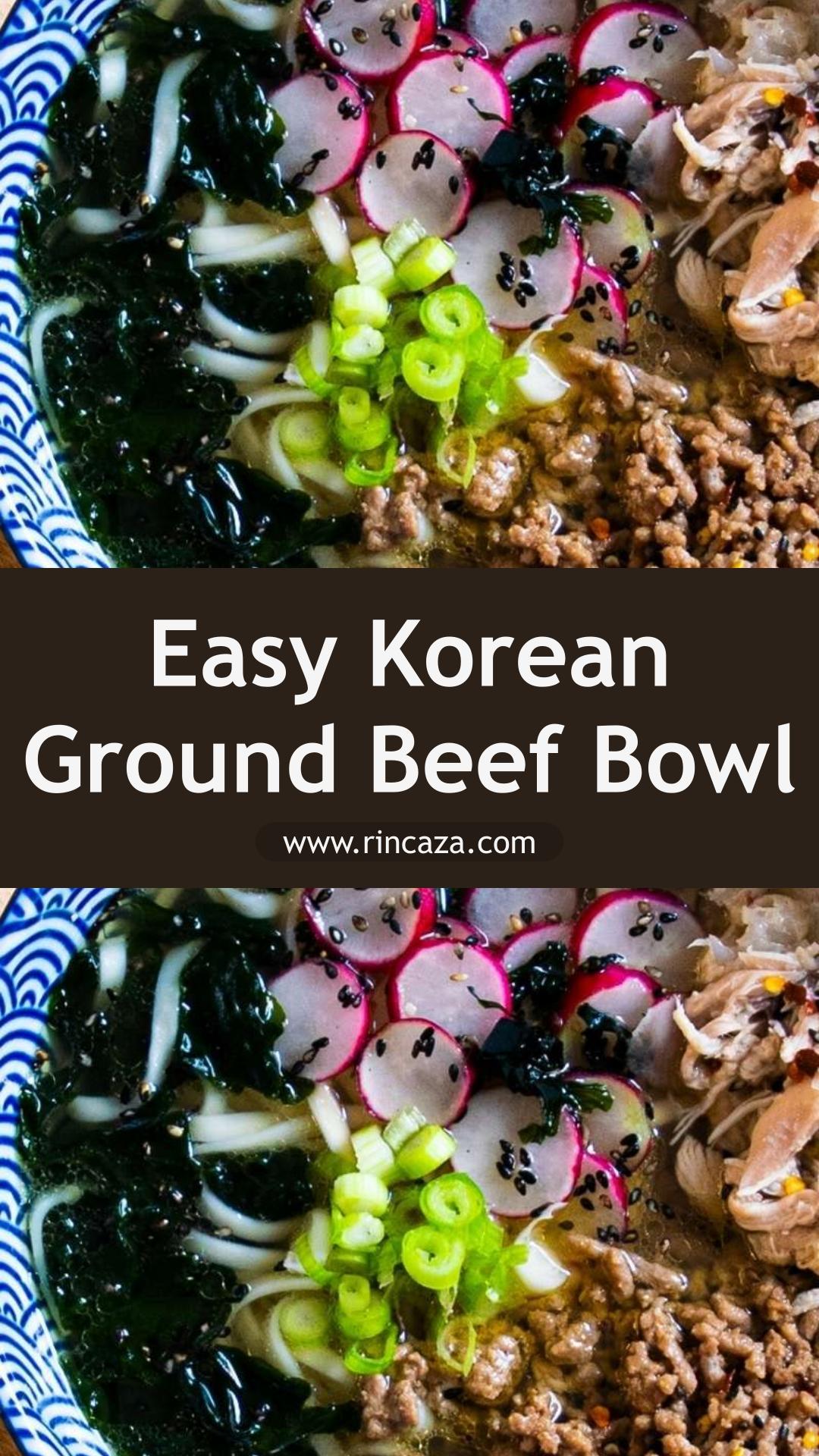 Korean Ground Beef Bowl with Garlic Ginger Sauce and Fried Egg — pin 1