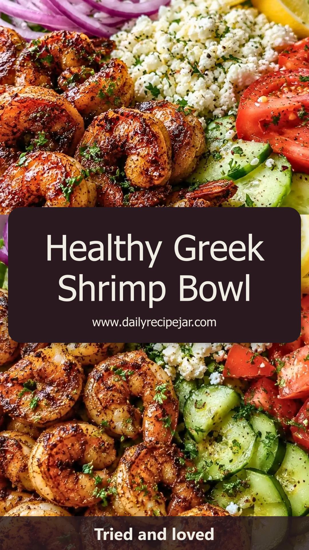 Greek Shrimp Mediterranean Bowl with Quinoa and Feta — pin 1