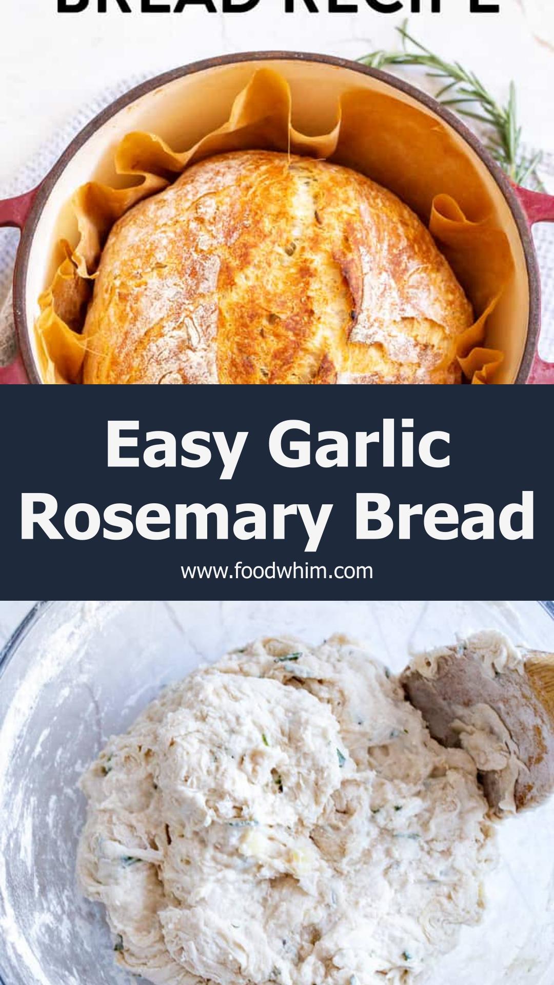 Dutch Oven Garlic Rosemary Bread with a Crusty Golden Crust — pin 3