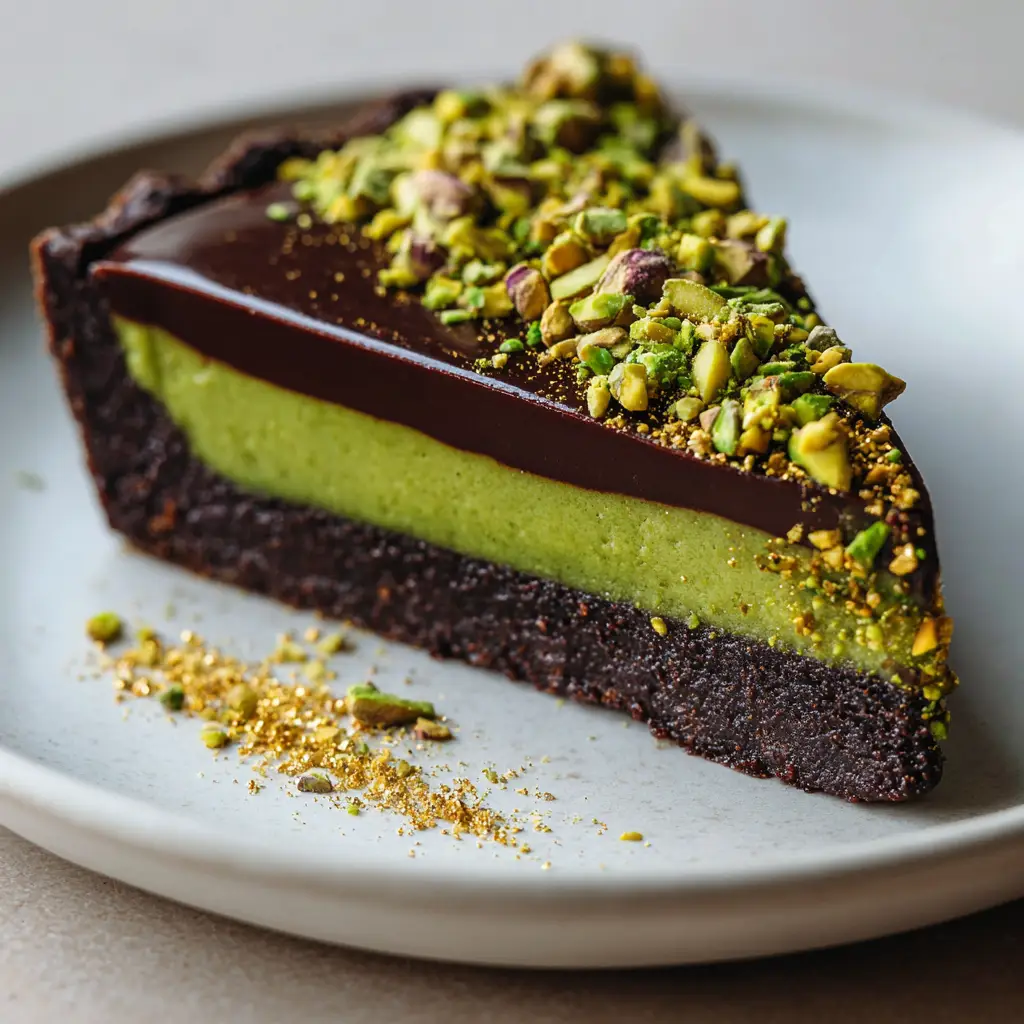 Dubai Chocolate Pistachio Tart with Dark Cocoa Crust