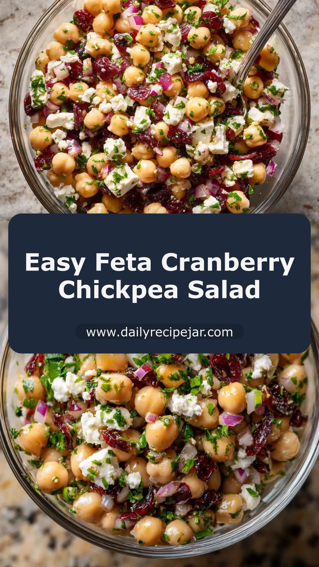 Feta and Cranberry Chickpea Salad: Quick No-Cook Lunch — pin 1
