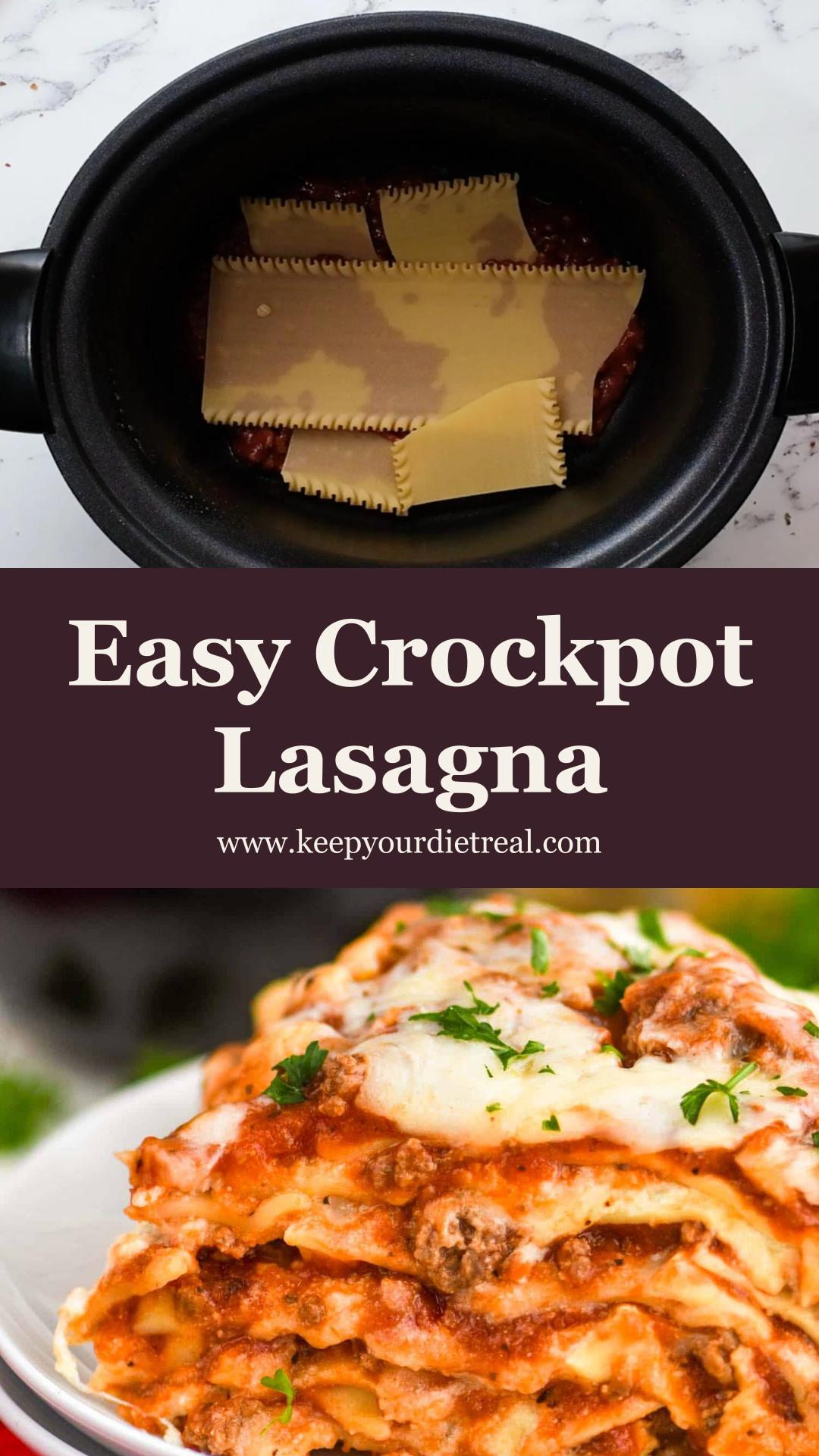 Crockpot Lasagna with Homemade Meat Sauce and Three Cheeses — pin 1