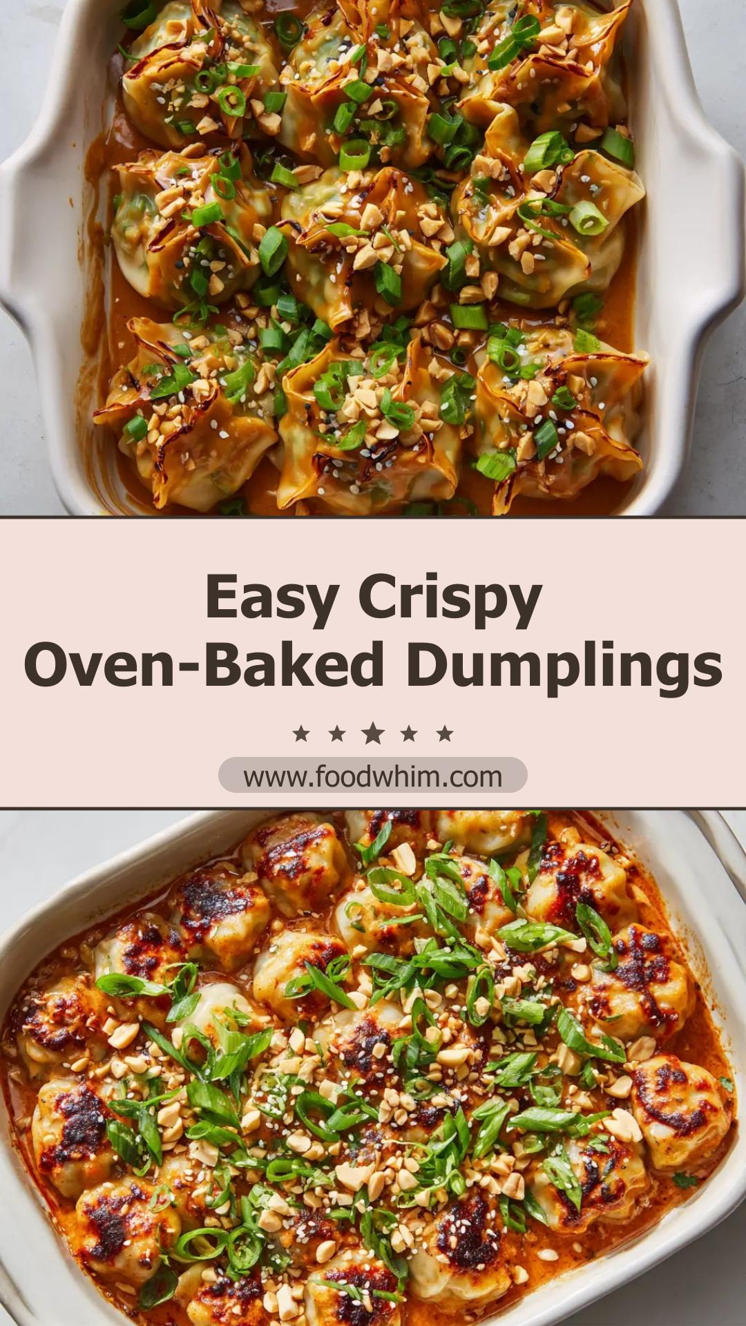 Crispy Oven-Baked Dumplings with Peanut Sauce — pin 2