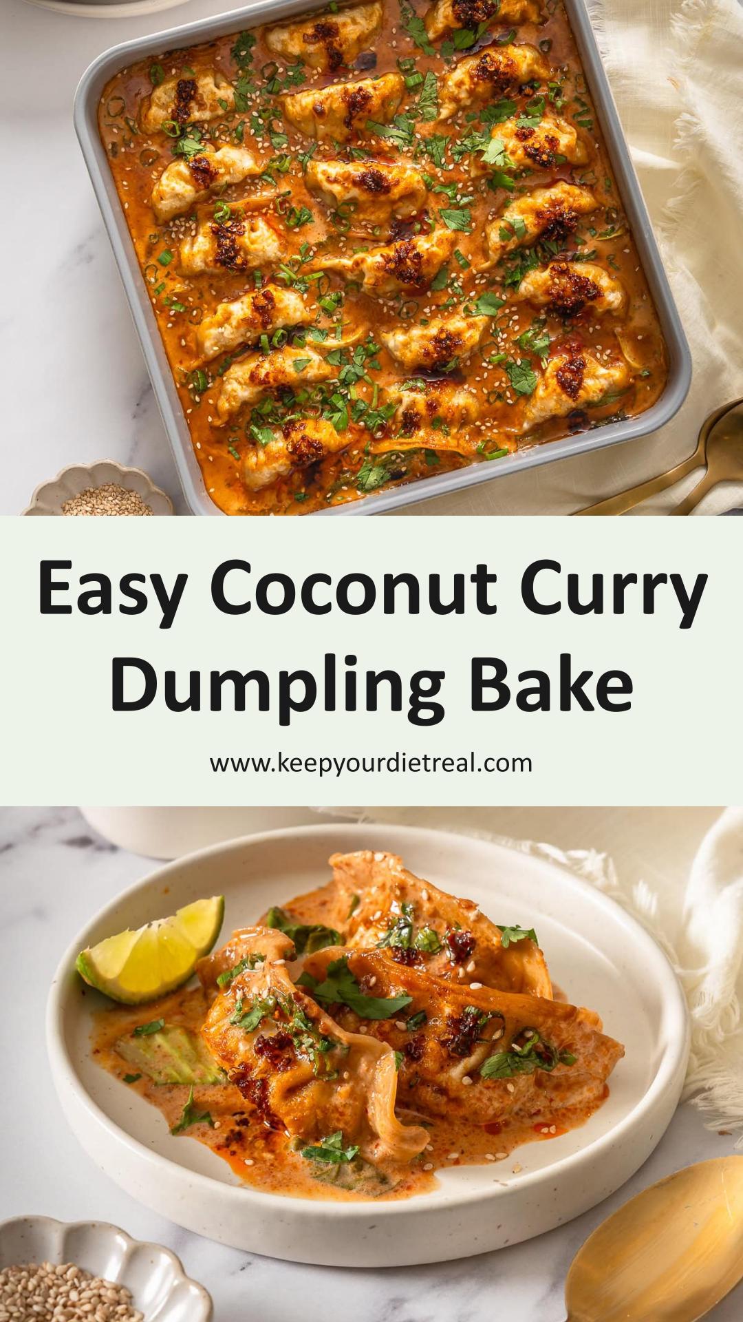 Dumpling Bake with Coconut Curry Sauce and Tender Bok Choy — pin 2