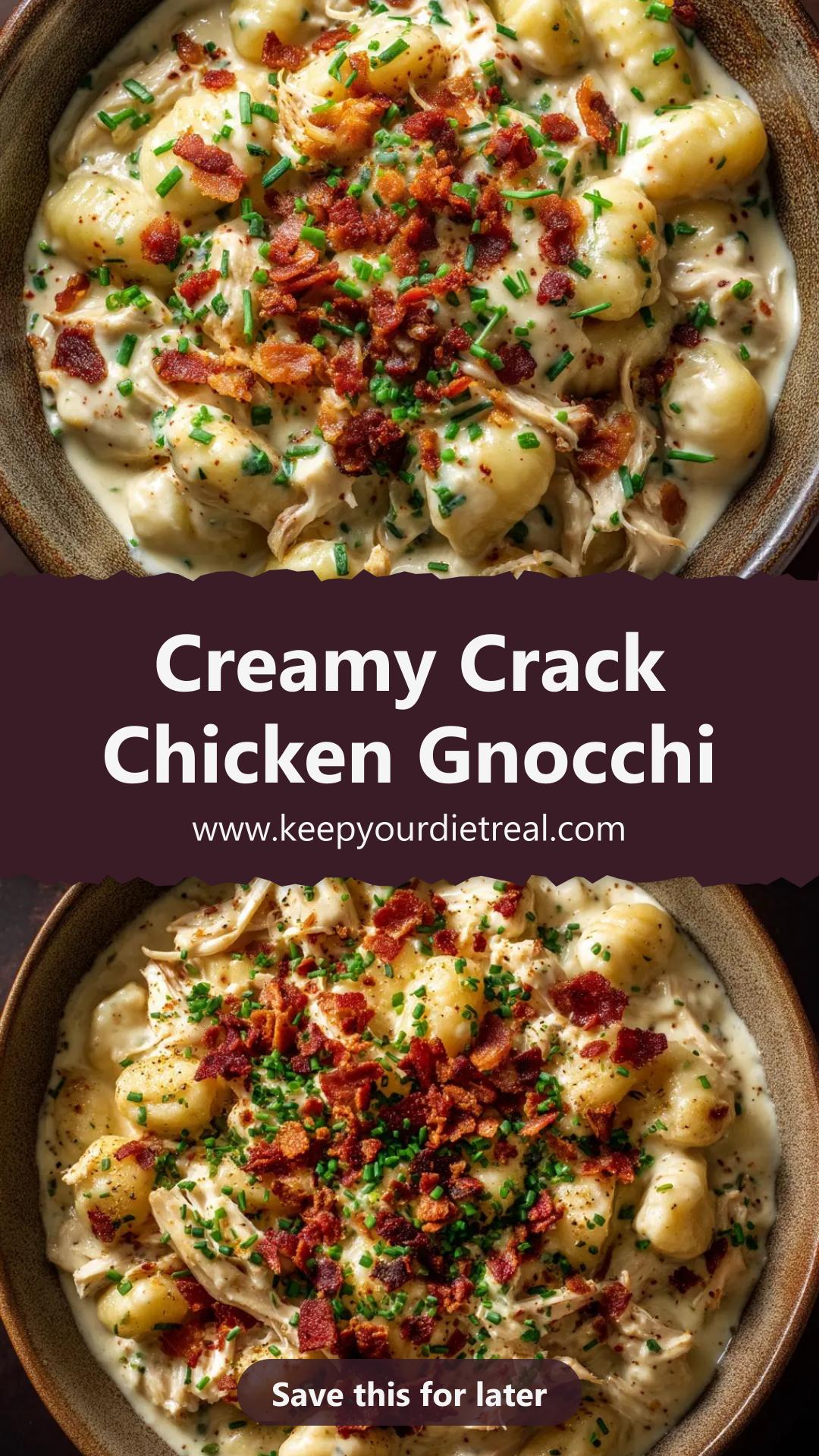 Crack Chicken Gnocchi with Bacon and Cheddar — pin 1
