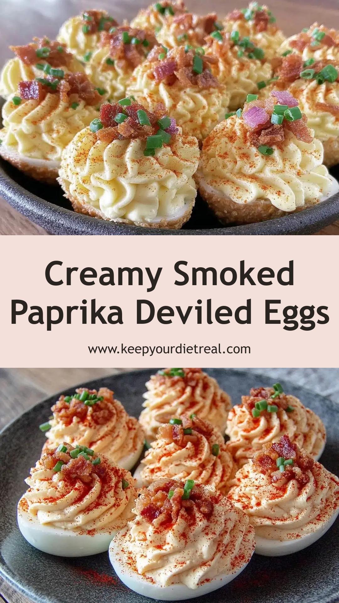 Smoked Paprika Deviled Eggs: Creamy Filling with Crispy Bacon Bits — pin 3