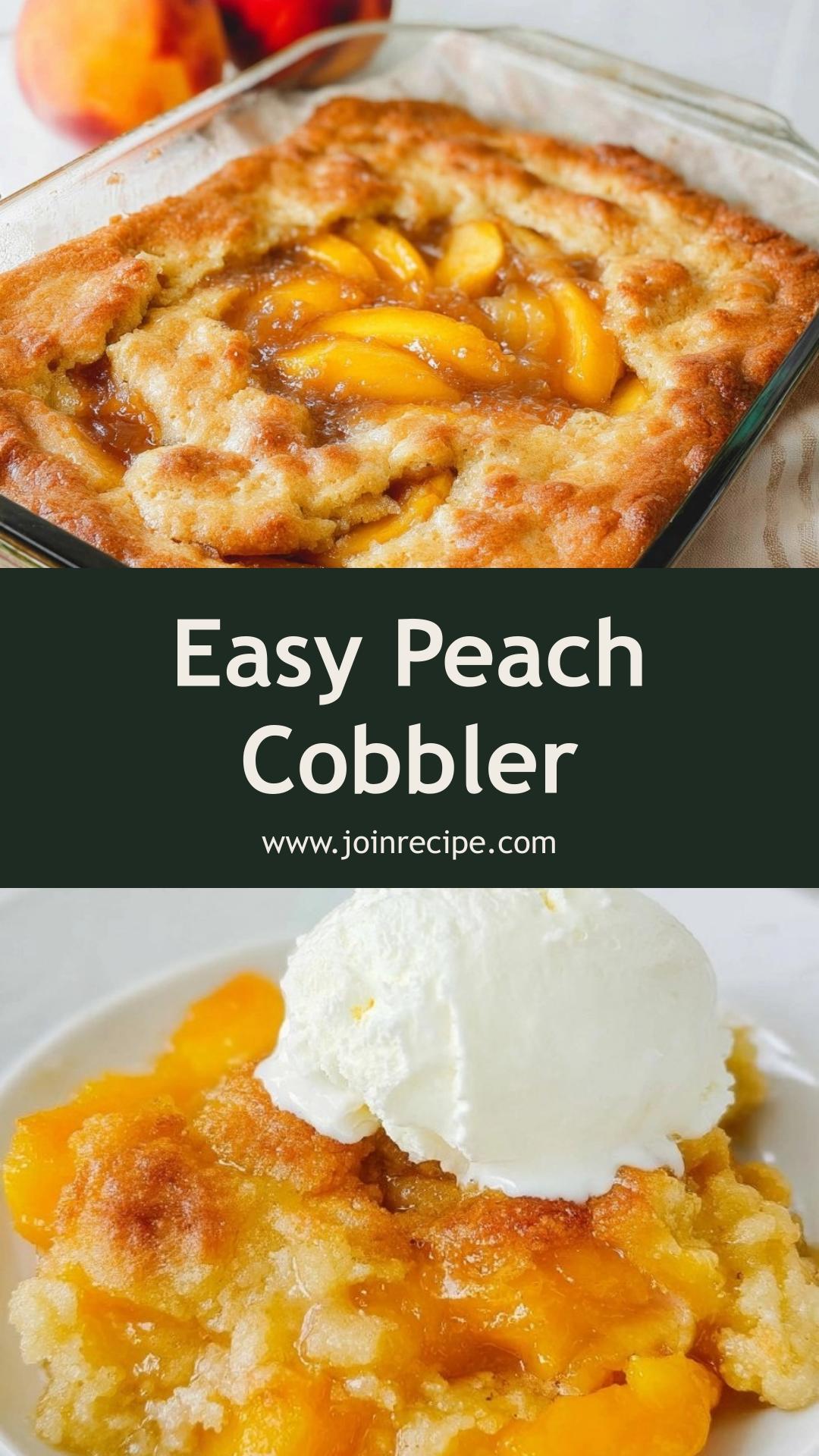 Peach Cobbler: A Comforting Dessert with Buttery Cake Topping — pin 1
