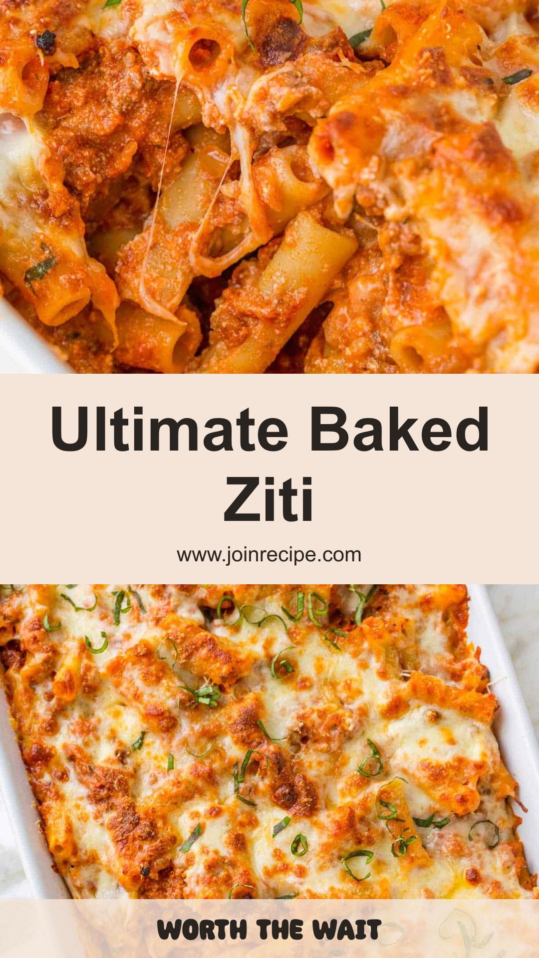 Baked Ziti with Saucy Beef, Ricotta, and Golden Cheese — pin 2