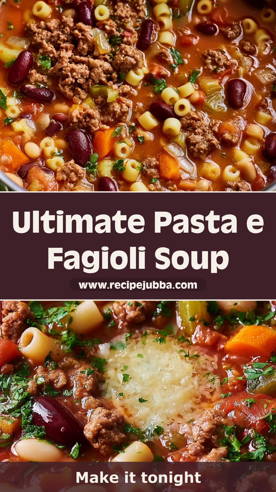 Pasta e Fagioli Soup with Beef, Two Beans, and Al Dente Ditalini — pin 2