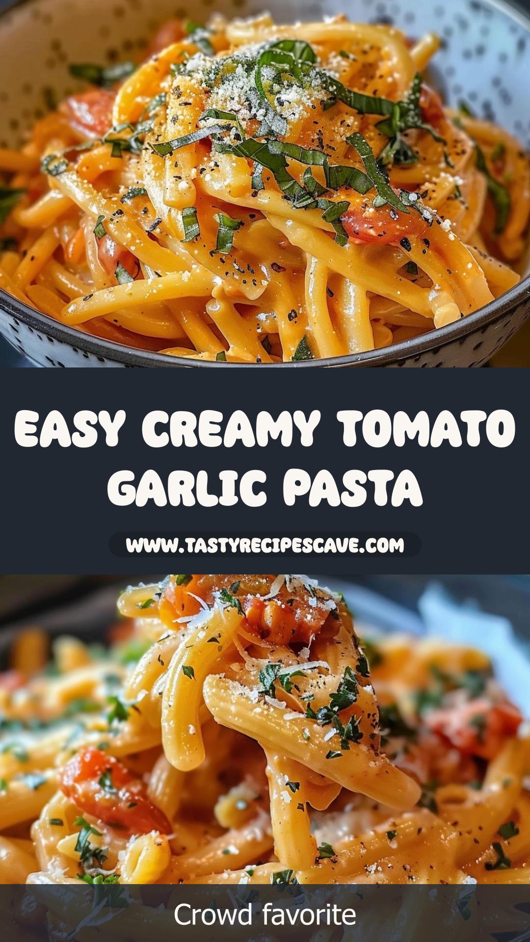 Creamy Tomato Garlic Pasta with Parmesan and Fresh Basil — pin 3