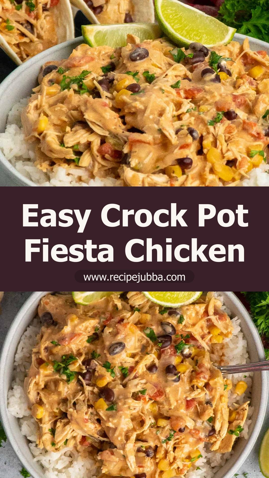 Crock Pot Fiesta Chicken with Creamy Ranch and Zesty Green Chilies — pin 2