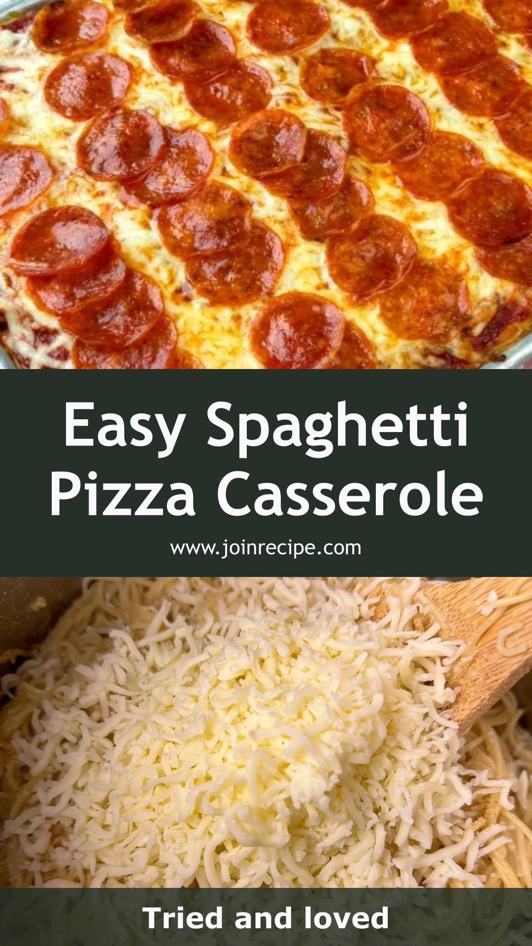 Spaghetti Pizza Casserole With Mozzarella Crust and Pepperoni — pin 3