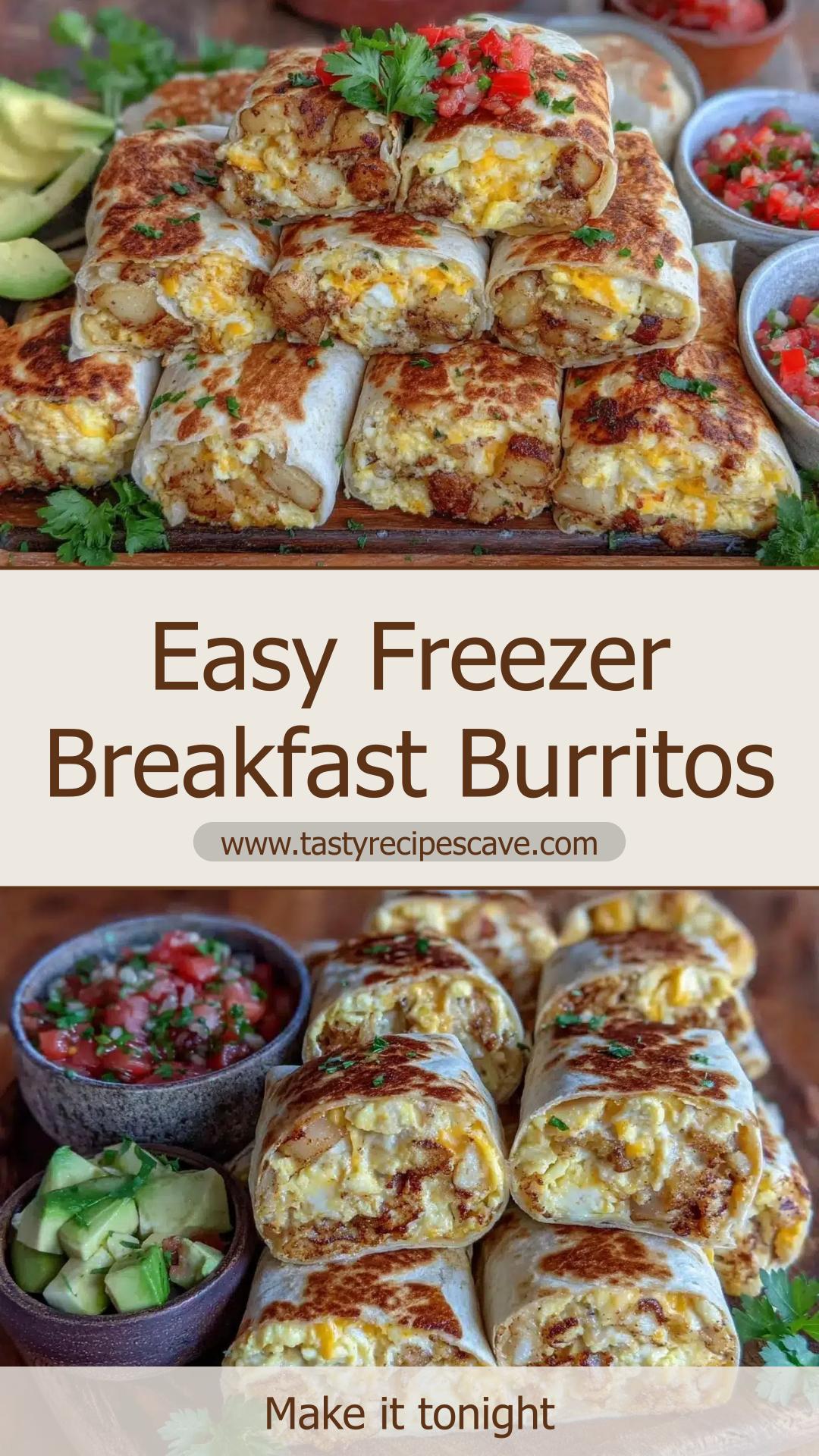 Make-Ahead Freezer Breakfast Burritos with Egg, Cheddar, and Potato — pin 1