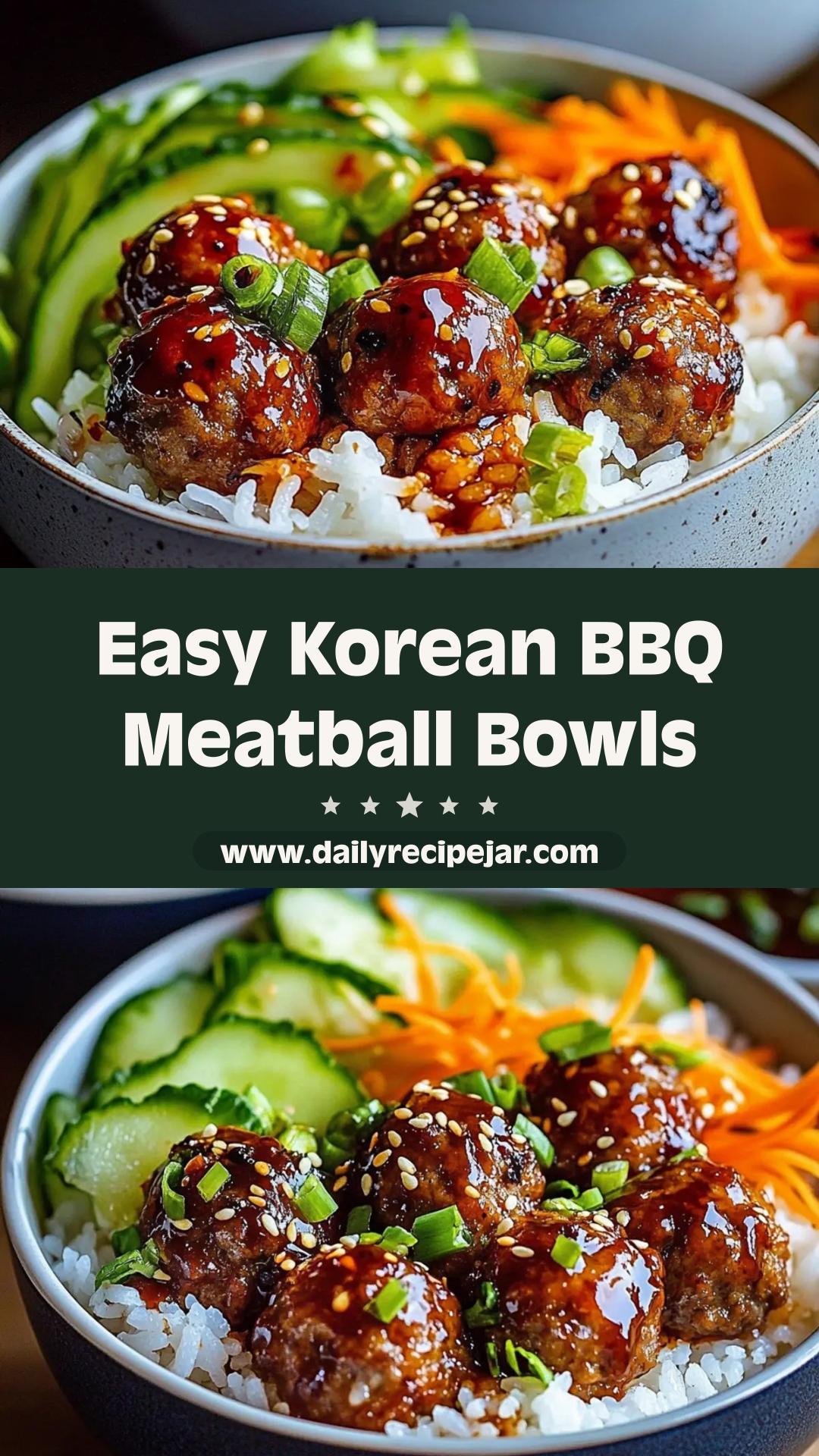 Korean BBQ Meatball Rice Bowls with Spicy-Sweet Glaze — pin 2