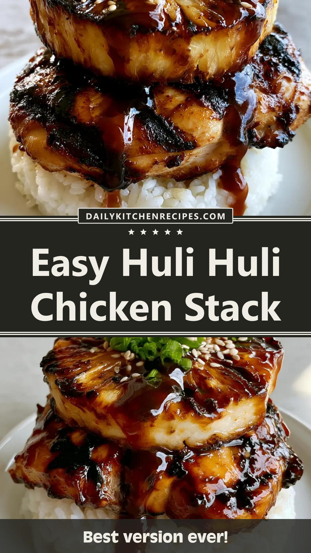 Huli Huli Chicken Stack with Grilled Pineapple and Jasmine Rice — pin 1