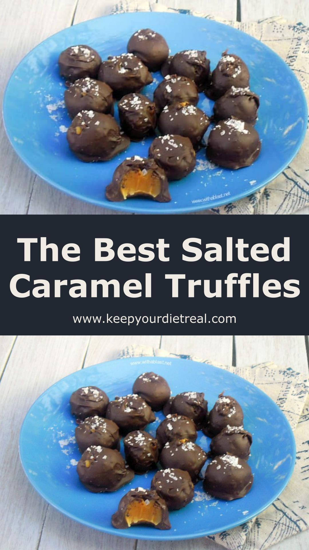 Salted Caramel Truffles with Dark Chocolate and Coarse Sea Salt — pin 1
