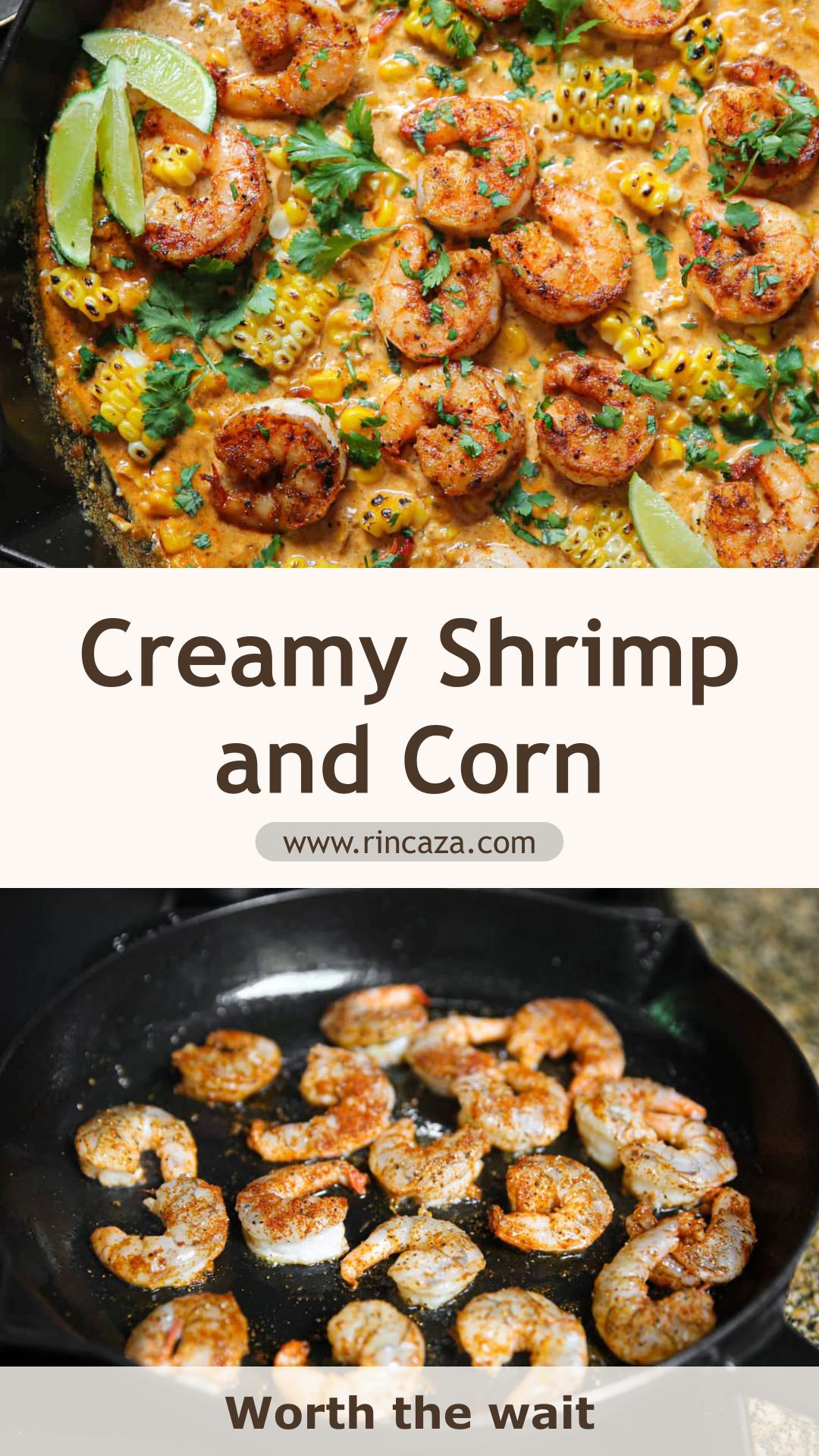 Shrimp and Creamed Corn with Spicy Feta Sauce and Fresh Lime — pin 1
