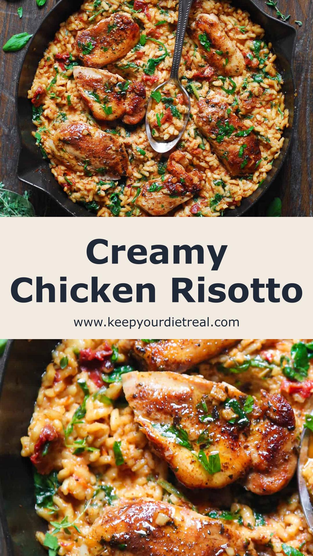 Chicken Risotto with Sun-Dried Tomatoes, Spinach, and Parmesan — pin 3