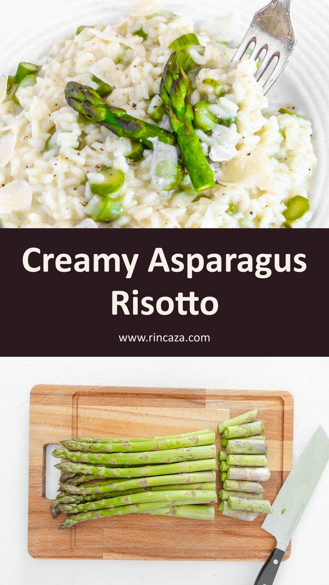 Asparagus Risotto With Creamy Parmesan and Tender Asparagus — pin 1