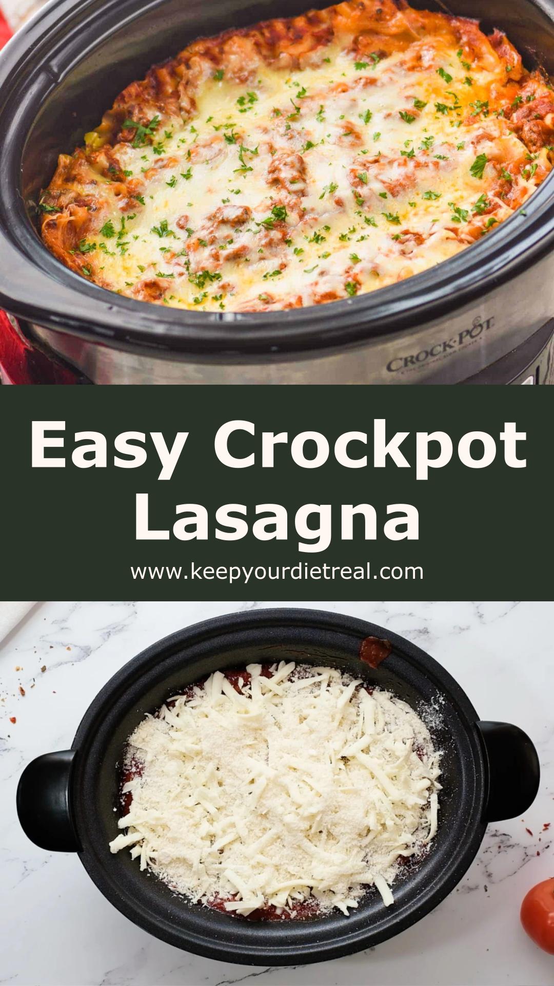 Crockpot Lasagna with Homemade Meat Sauce and Three Cheeses — pin 2