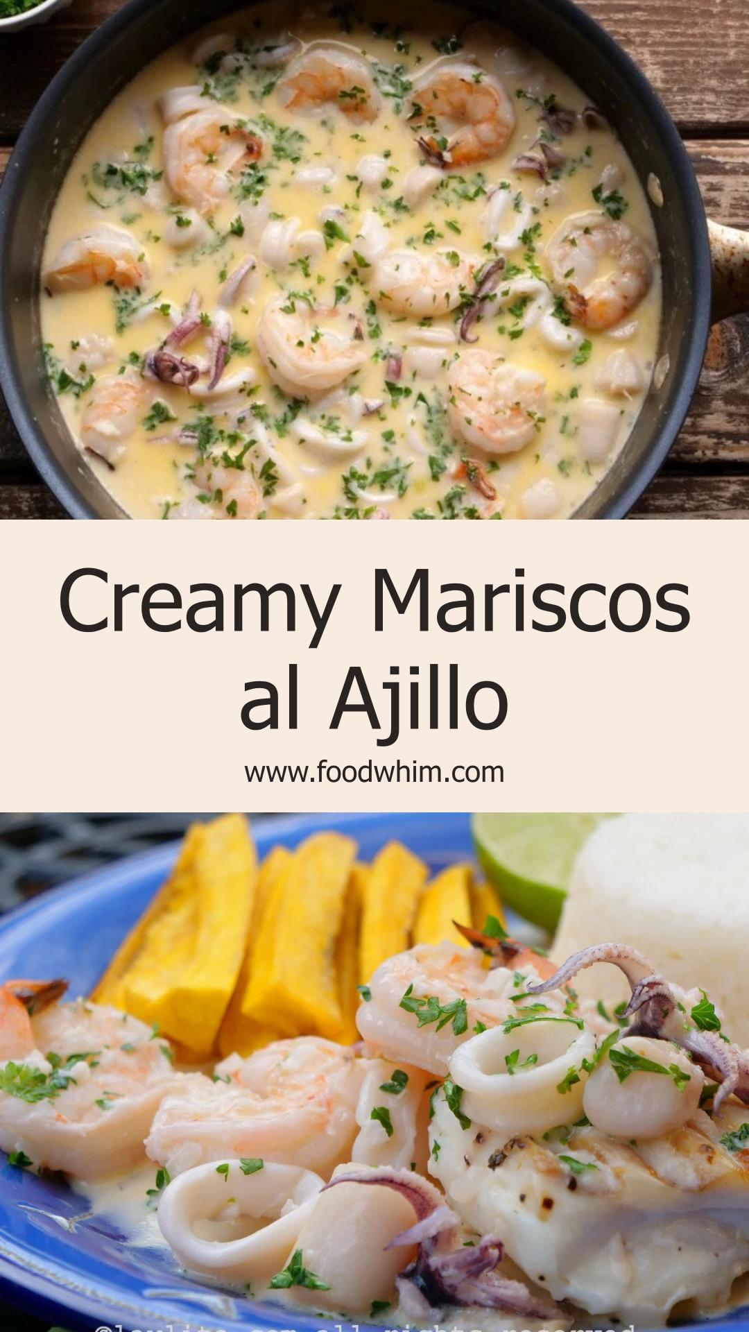 Mariscos al Ajillo: Mixed Seafood in Creamy Garlic Wine Sauce — pin 1