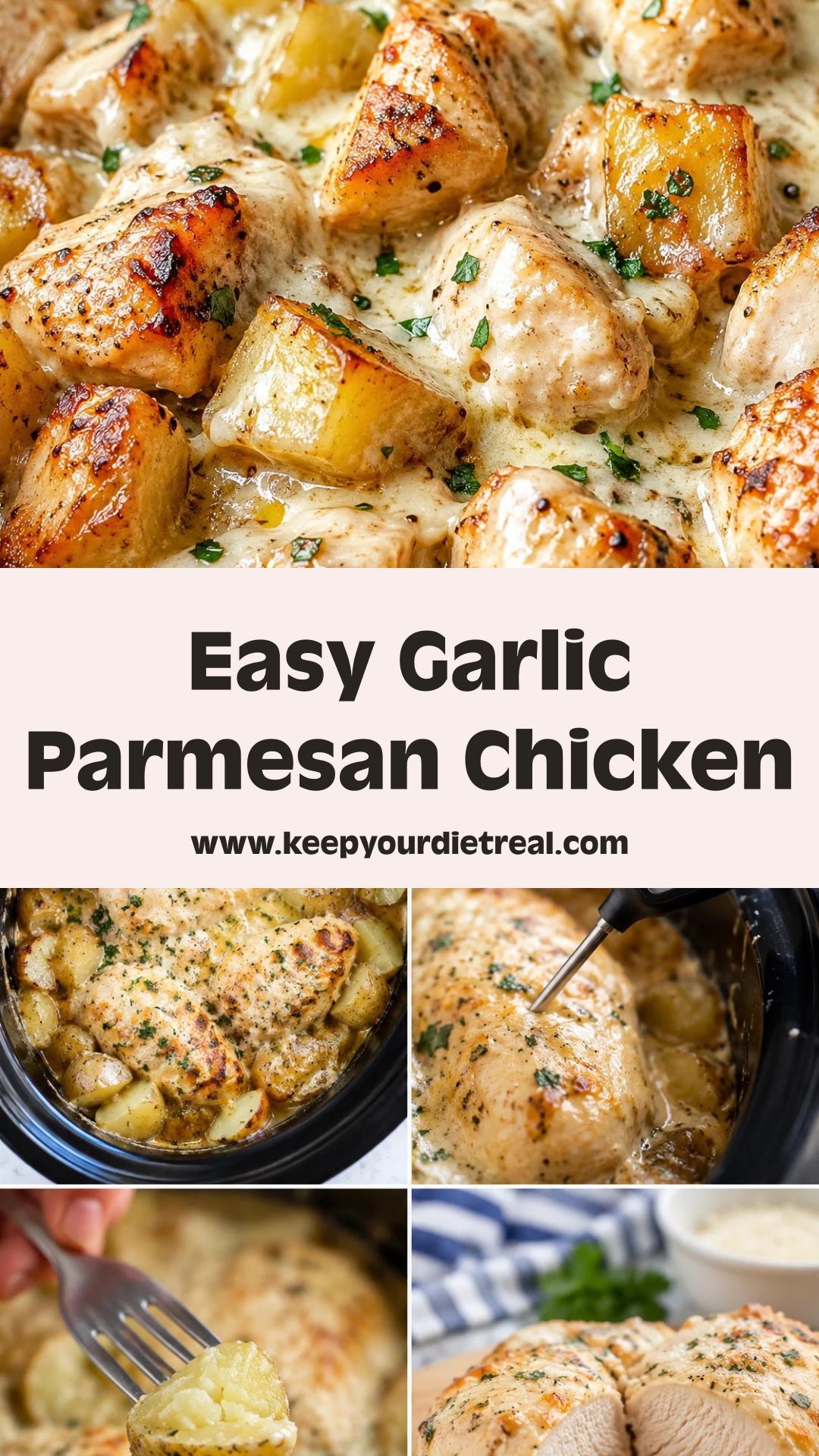 Garlic Parmesan Crockpot Chicken and Potatoes: Easy, Flavorful Weeknight Meal — pin 3