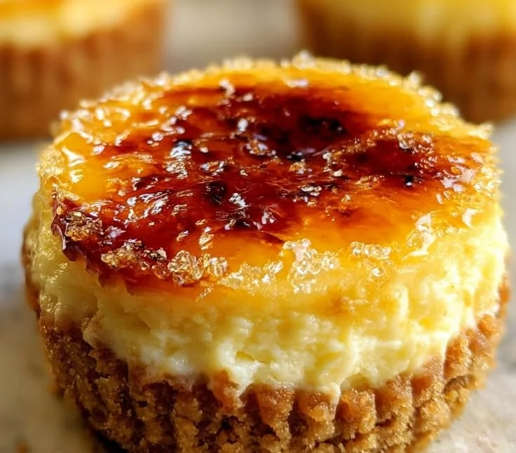 Crème Brûlée Cheesecake Cupcakes: Rich Creamy Dessert with Crunchy Caramel Topping