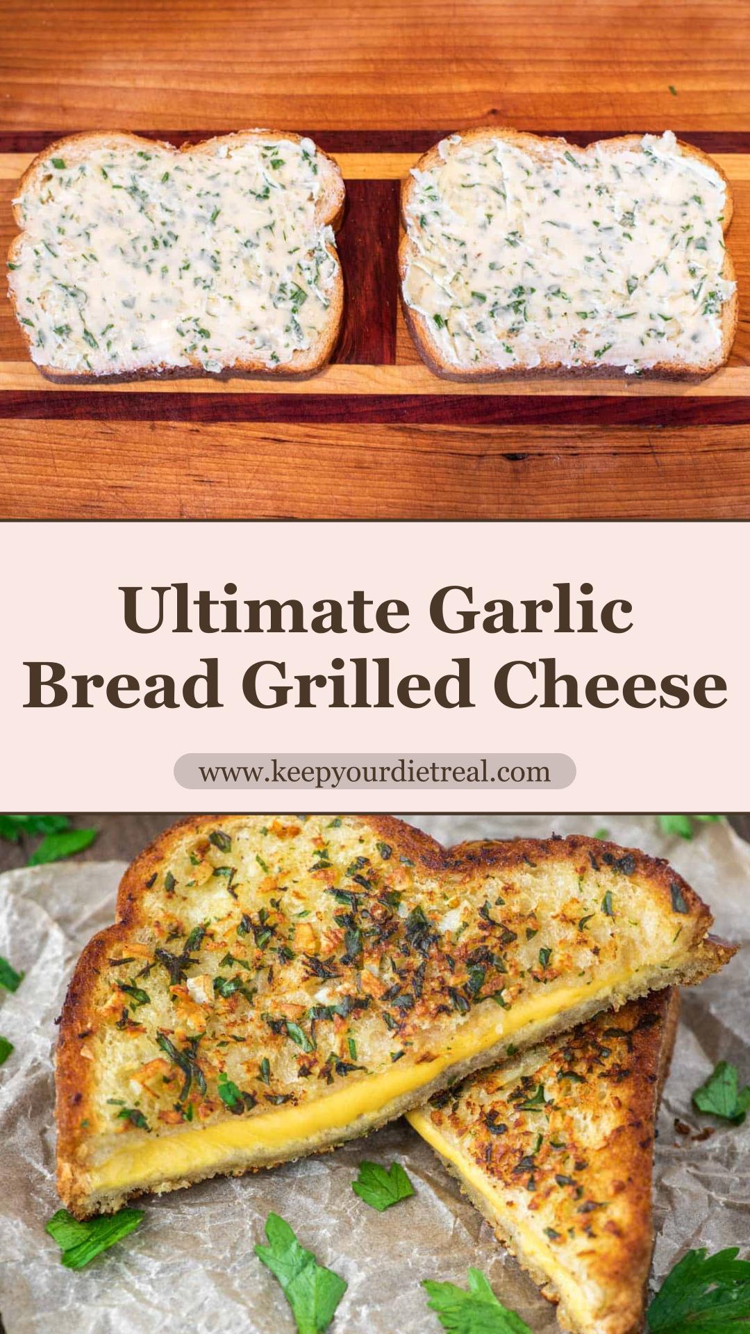 Garlic Bread Grilled Cheese with Crisp Pecorino Garlic Butter — pin 3