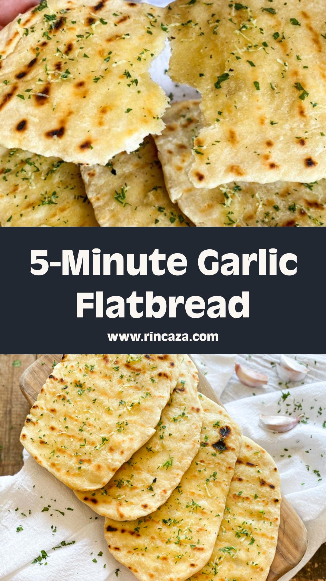 5-Minute Garlic Flatbread With Olive Oil, Parsley, and Fresh Garlic — pin 2