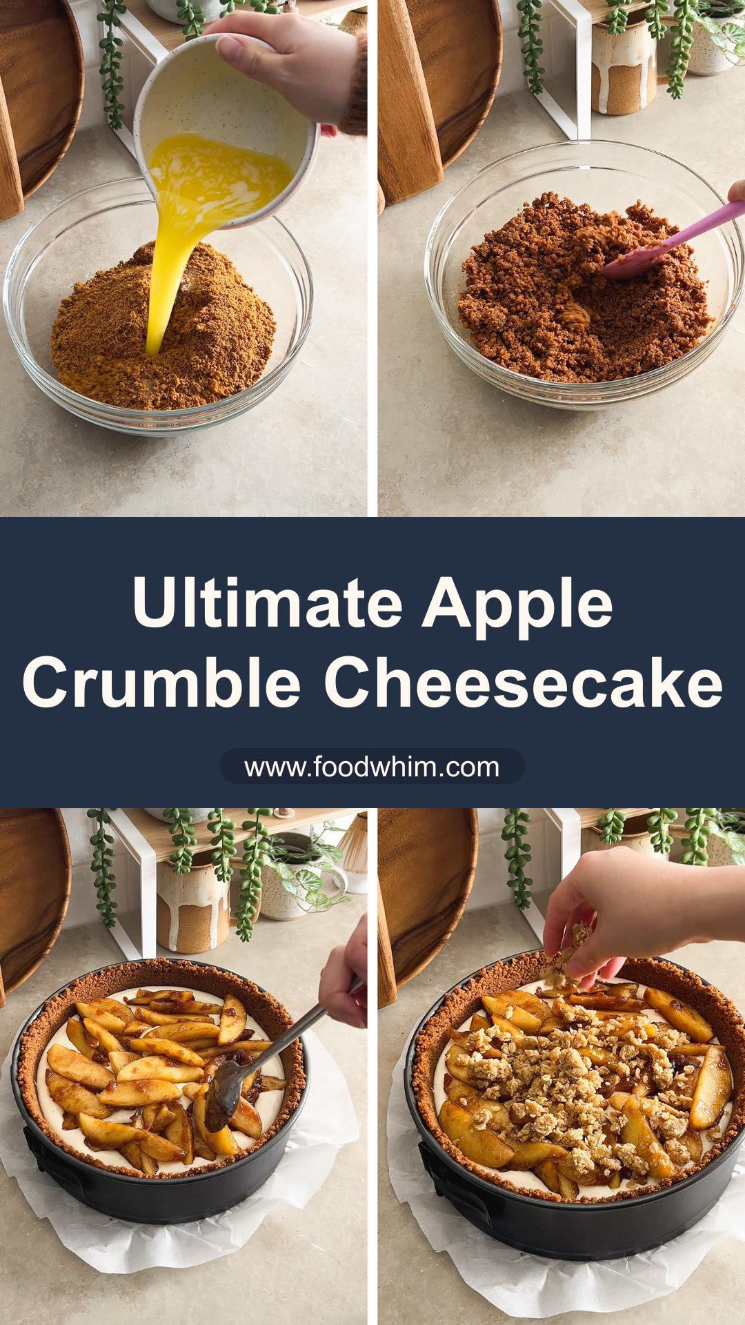 Apple Crumble Cheesecake With Biscoff Crust and Cinnamon Apples — pin 1