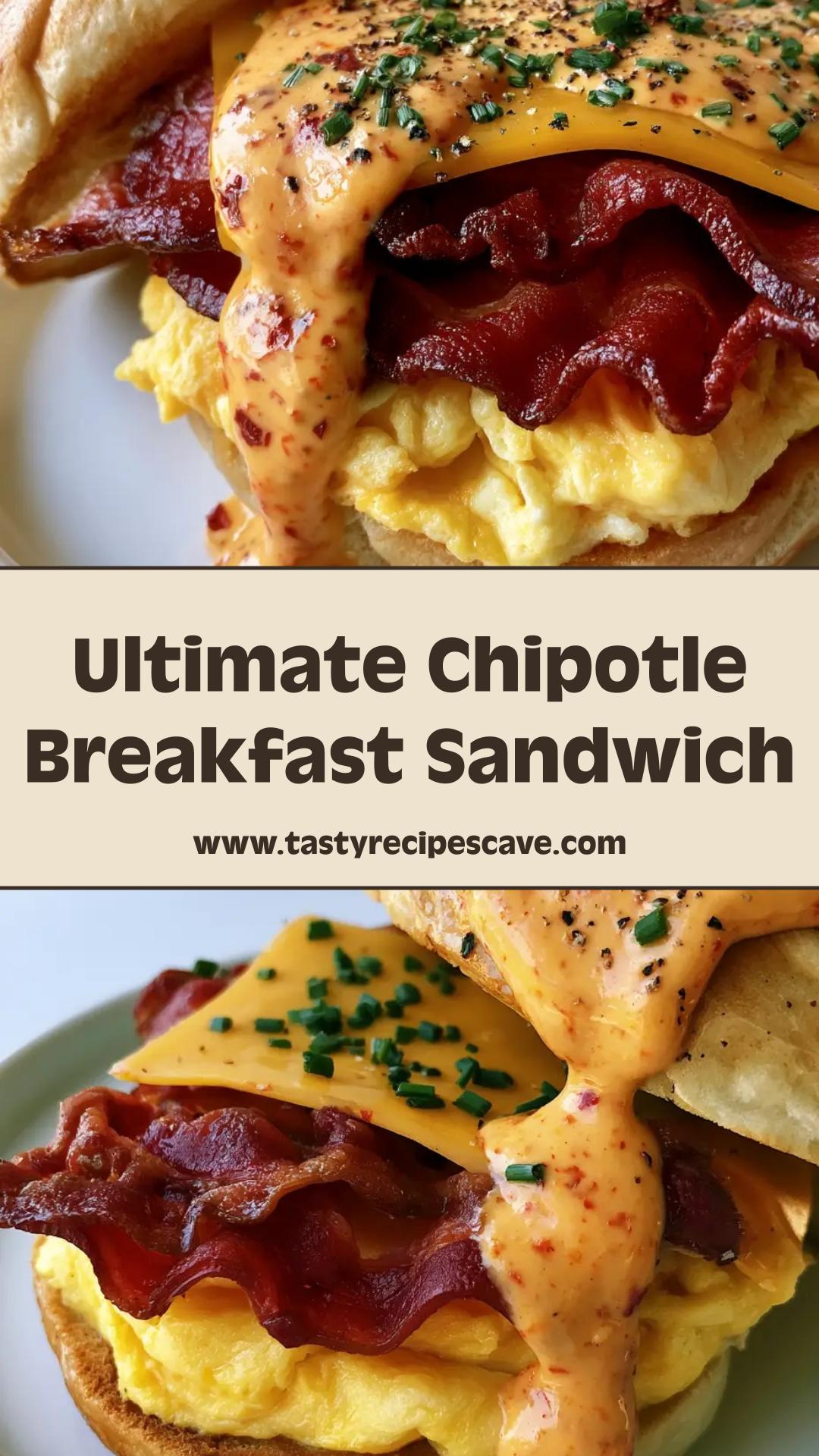Spicy Chipotle Breakfast Sandwich with Wavy Bacon and Sharp Cheddar — pin 1