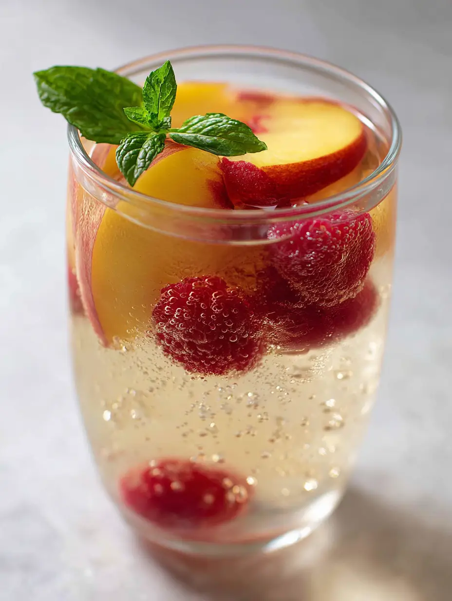 Peach Moscato Sangria with Raspberries and Mint