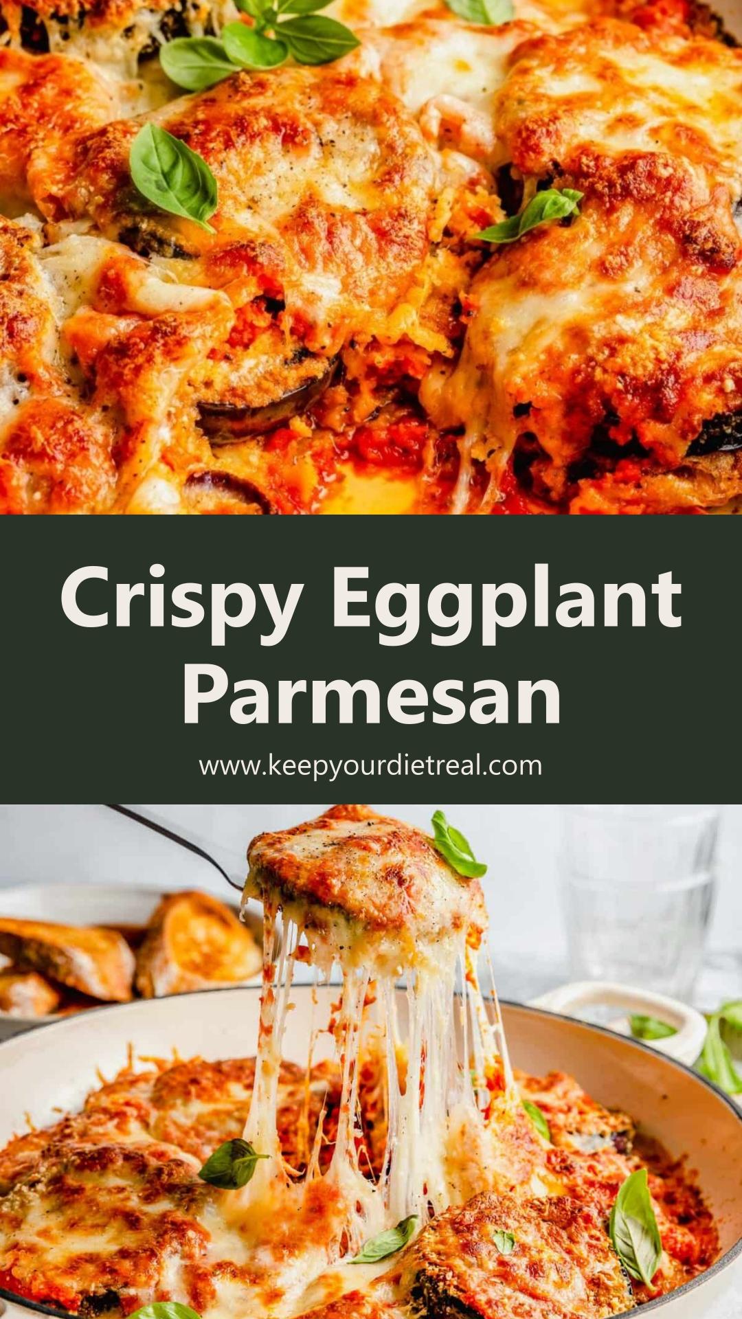 Eggplant Parmesan with Crisp Pan-Fried Layers and Bubbly Cheese — pin 2