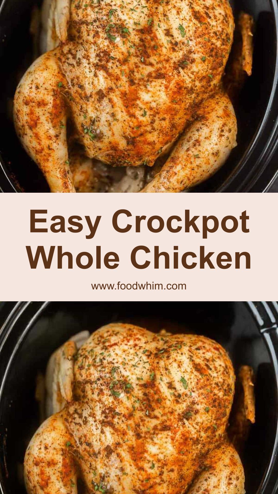 Crockpot Whole Chicken with Tender Juicy Meat and Seasoned Skin — pin 2