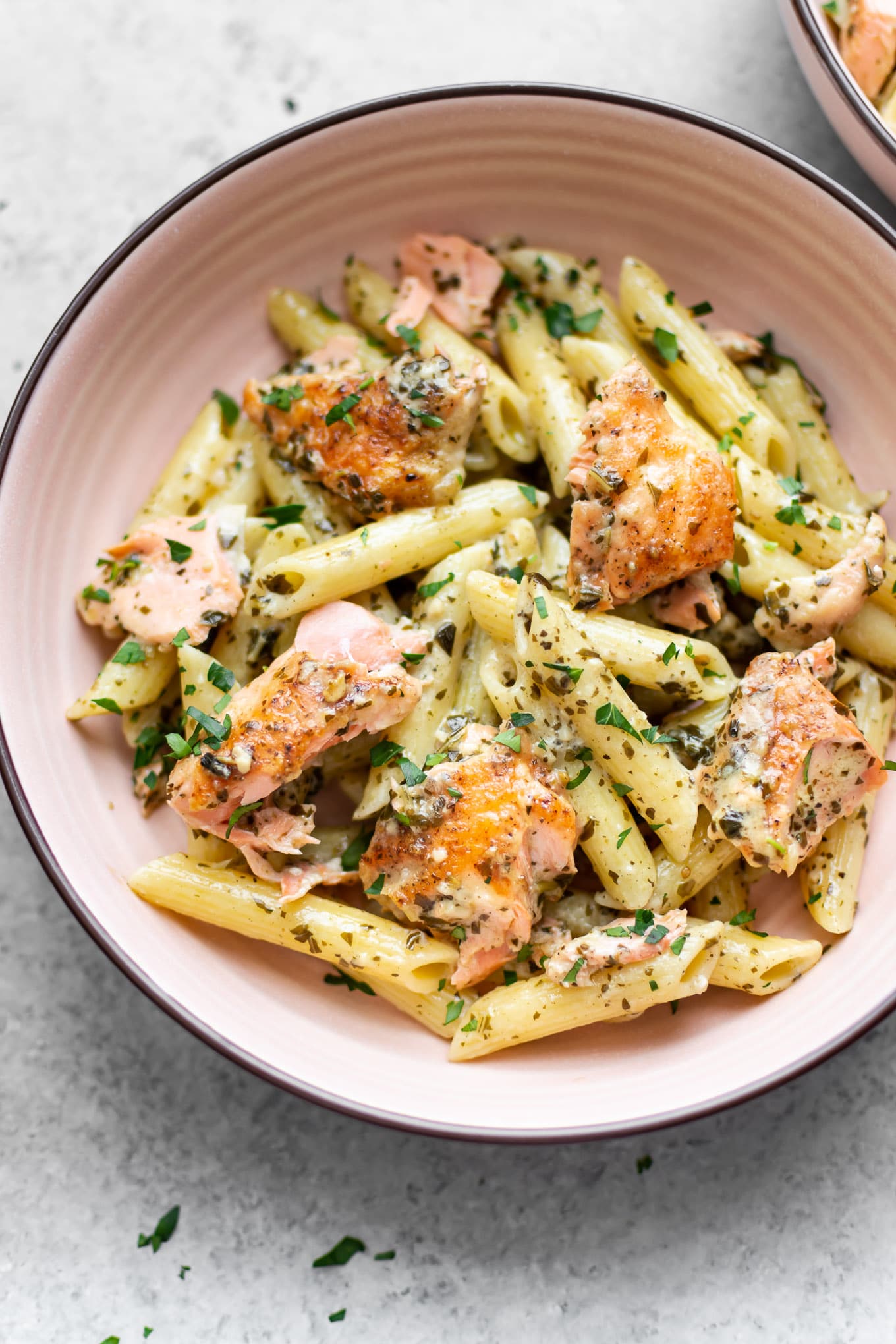 Salmon Pesto Pasta with Lemon Cream Sauce