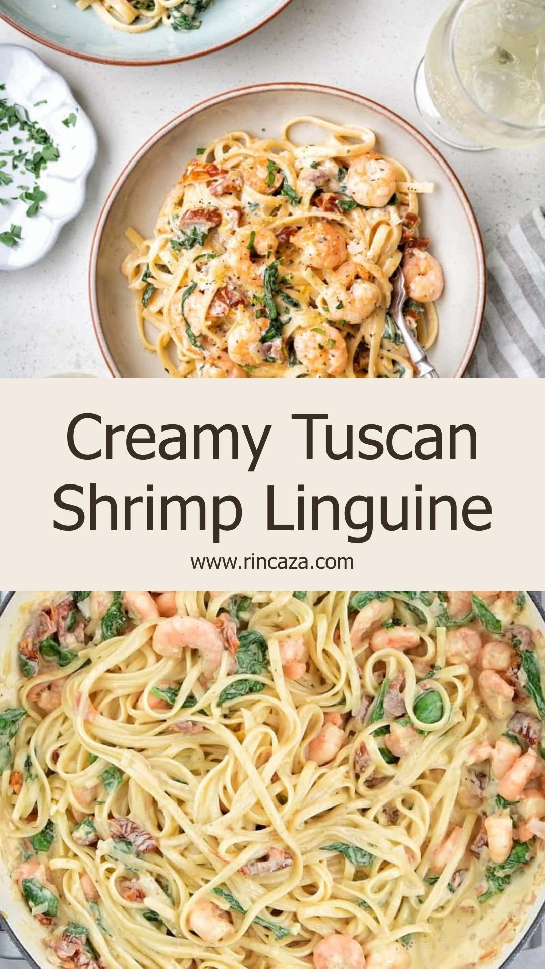 Creamy Tuscan Shrimp Linguine with Sun-Dried Tomatoes and Spinach — pin 2