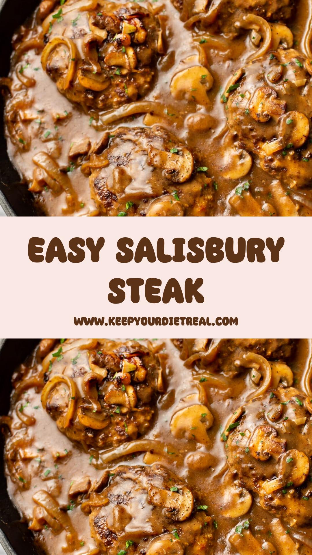 Easy Salisbury Steak with Cremini Mushroom and Onion Gravy — pin 1