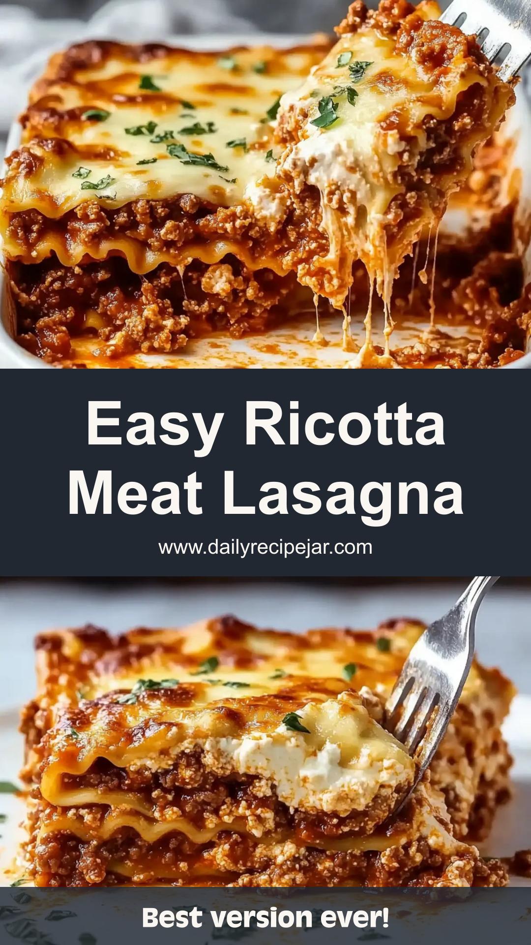 Easy Ricotta Meat Lasagna with Creamy Layers and Rich Meat Sauce — pin 4