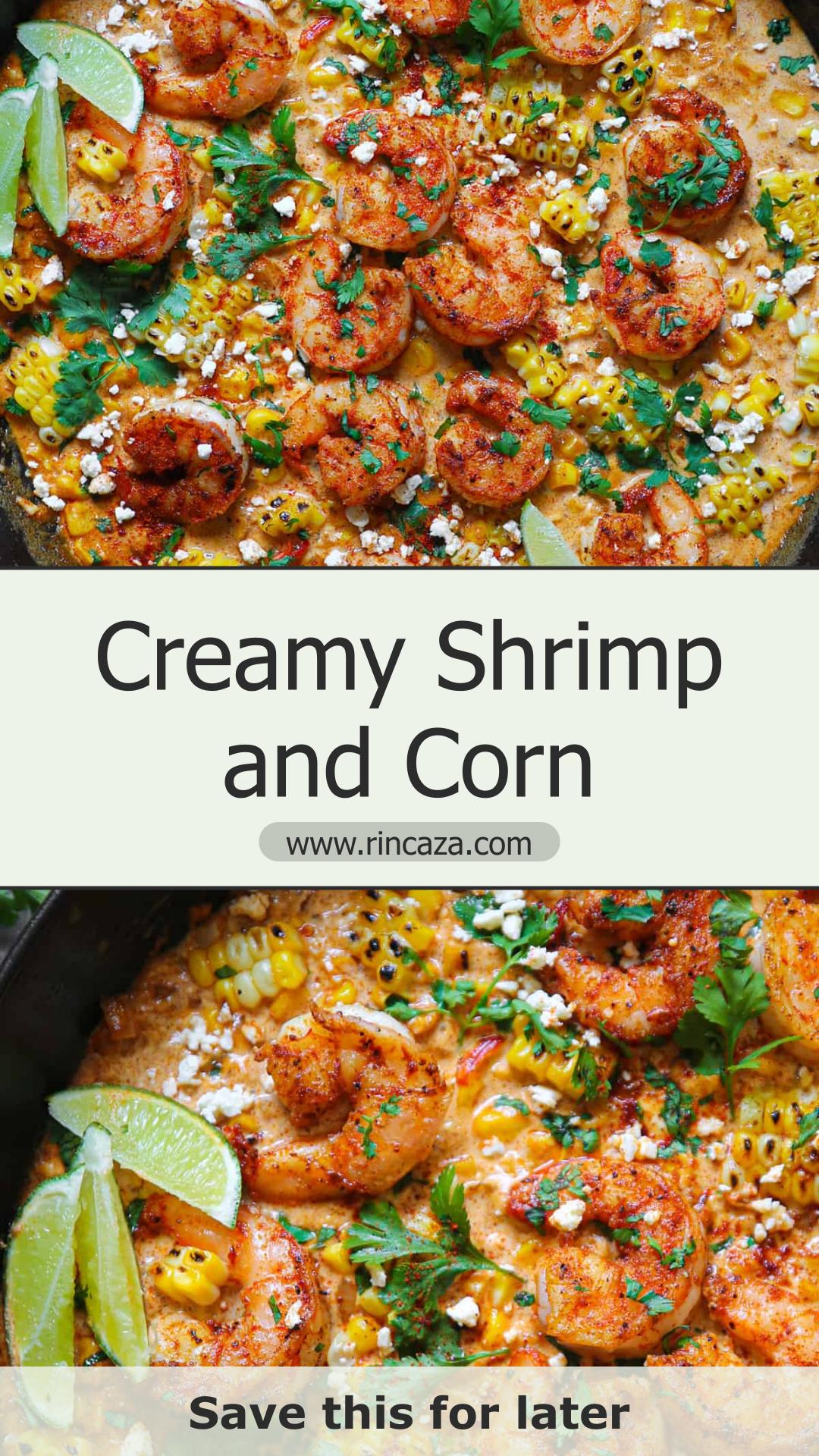 Shrimp and Creamed Corn with Spicy Feta Sauce and Fresh Lime — pin 3