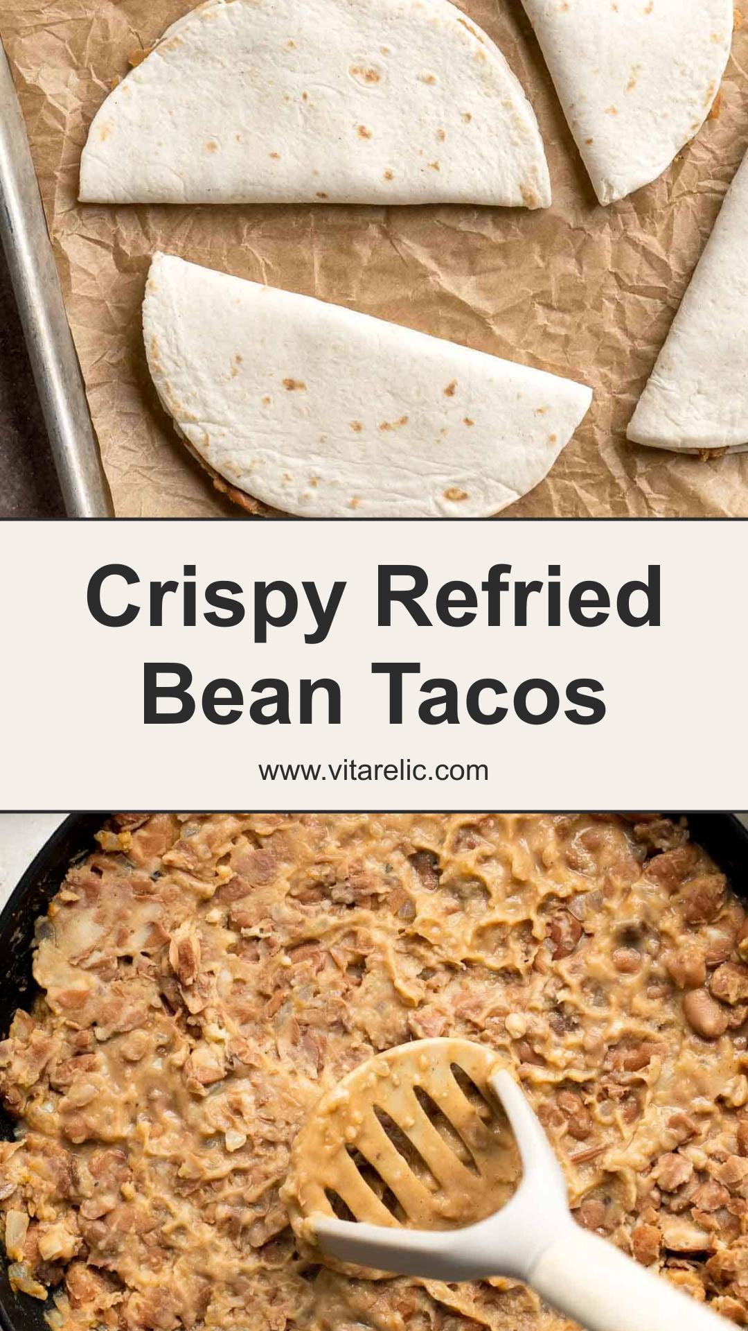 Crispy Refried Bean Tacos with Golden-Brown Tortillas — pin 3