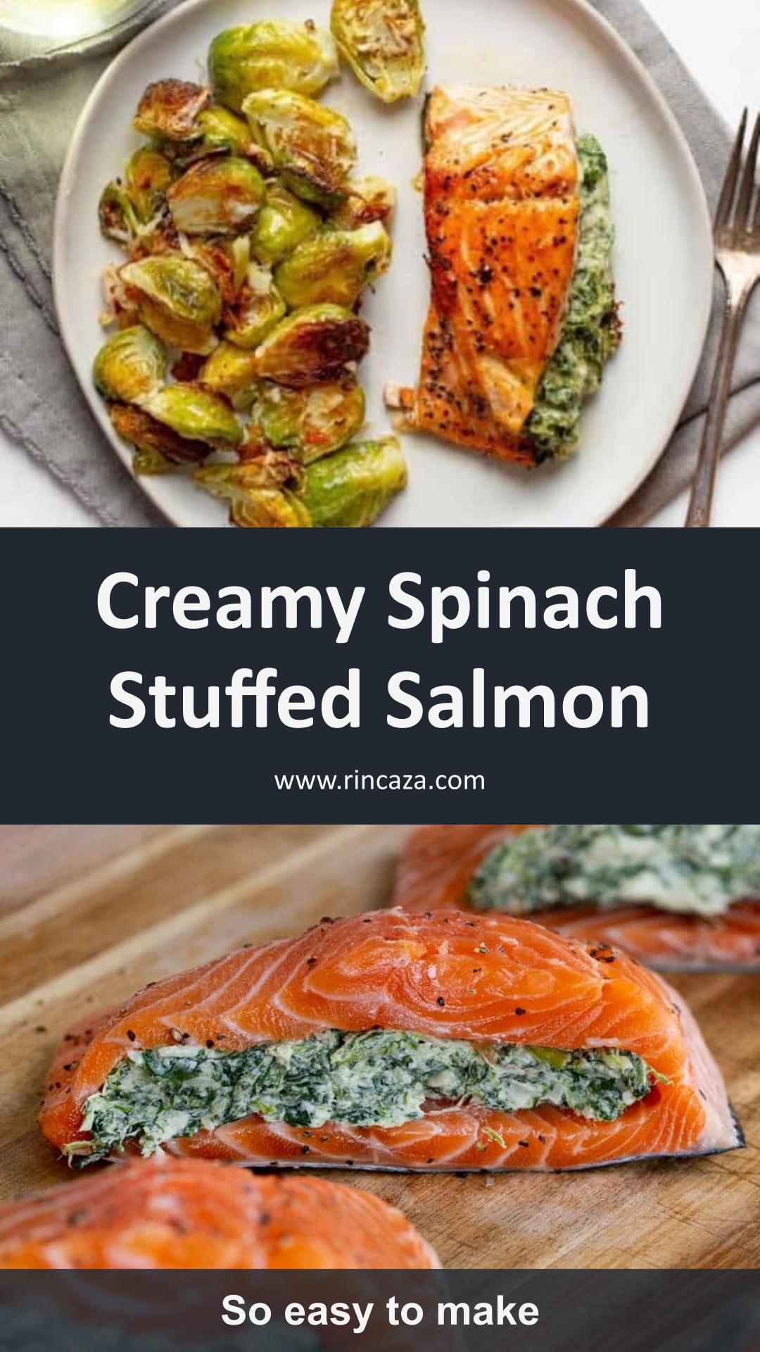 Spinach Stuffed Salmon With Creamy Three-Cheese Filling — pin 1