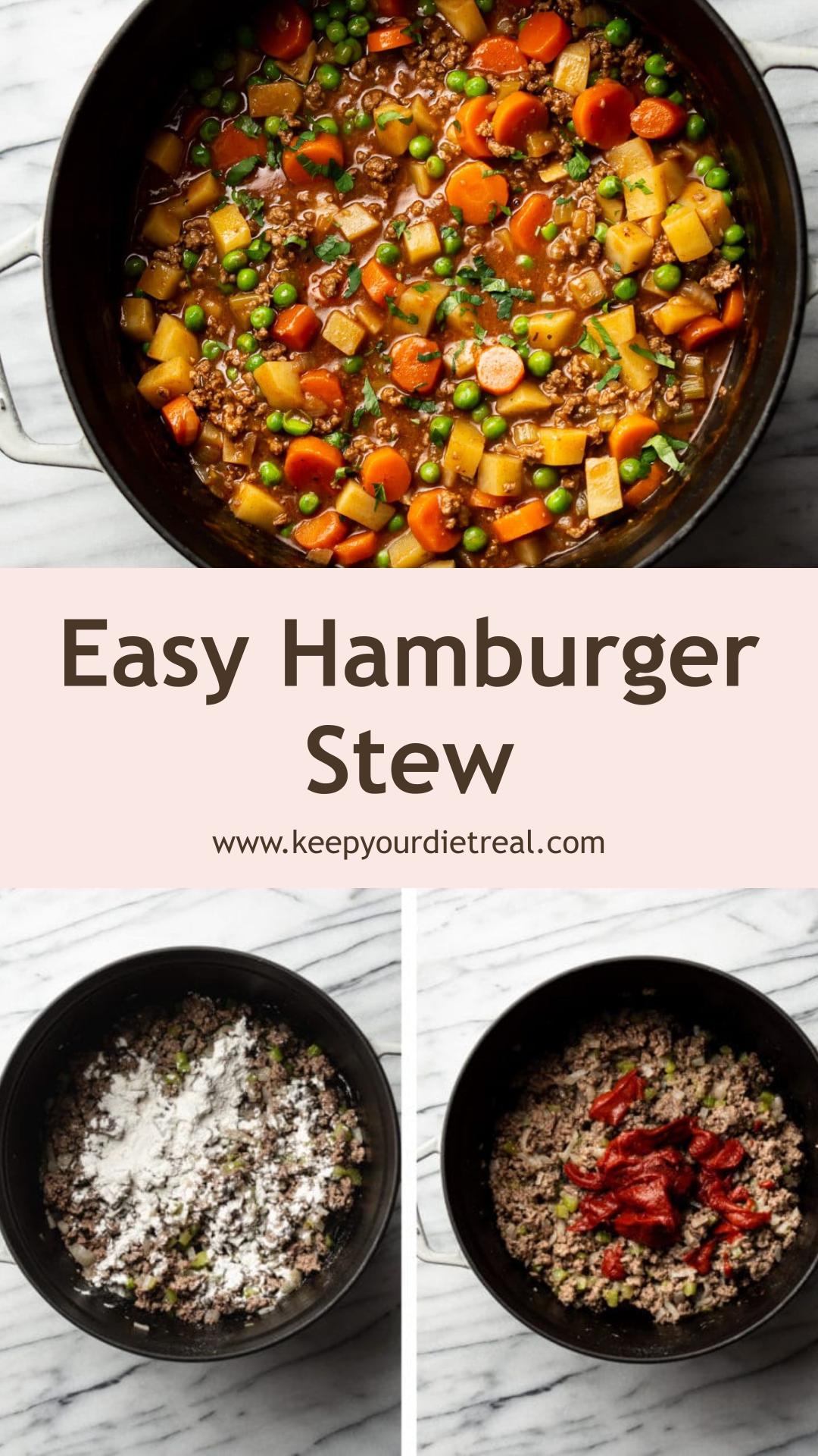Hamburger Stew with Tender Potatoes and Savory Beef Broth — pin 1