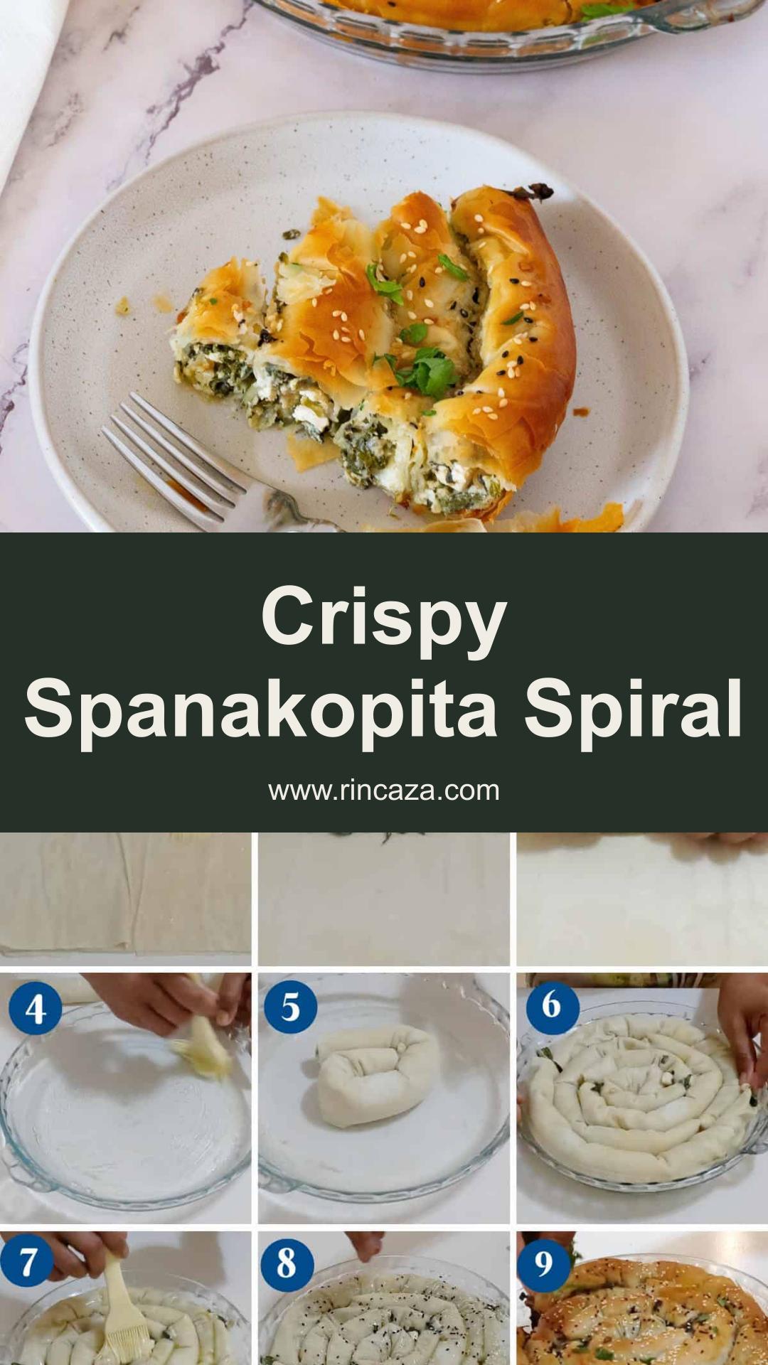 Flaky Spanakopita Spiral with Spinach, Feta, and Crisp Phyllo — pin 1